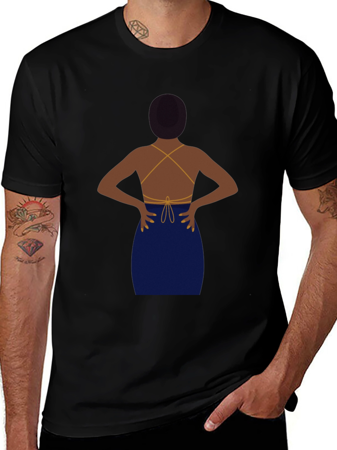 Black T-Shirt with Backless Dress Graphic