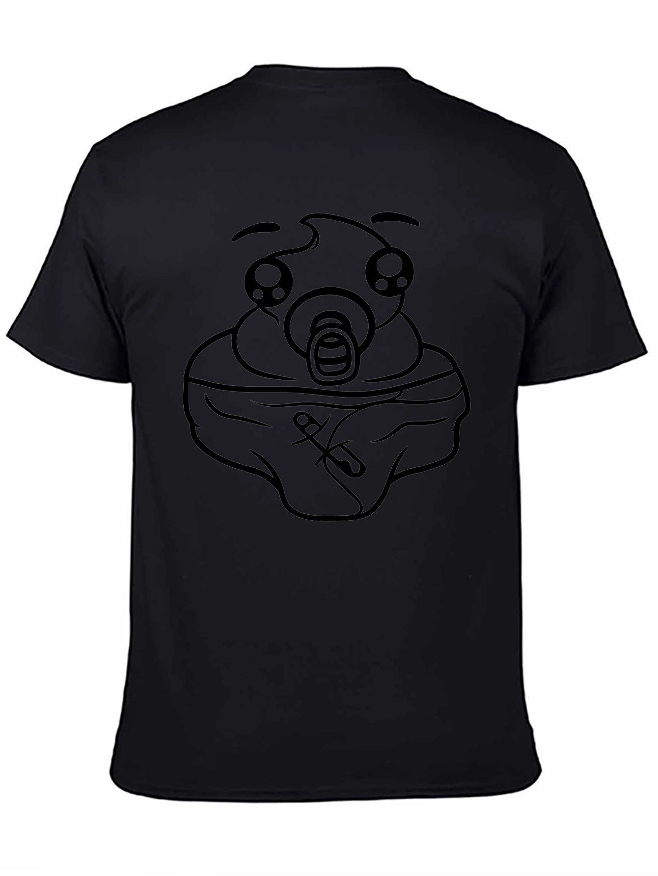 Humorous Baby Face Graphic Black T-Shirt