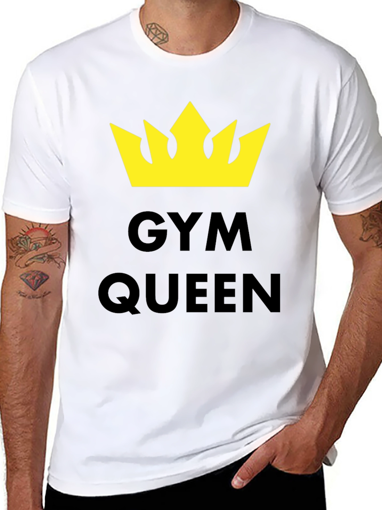 Gym Queen T-Shirt - Yellow Crown Graphic Tee
