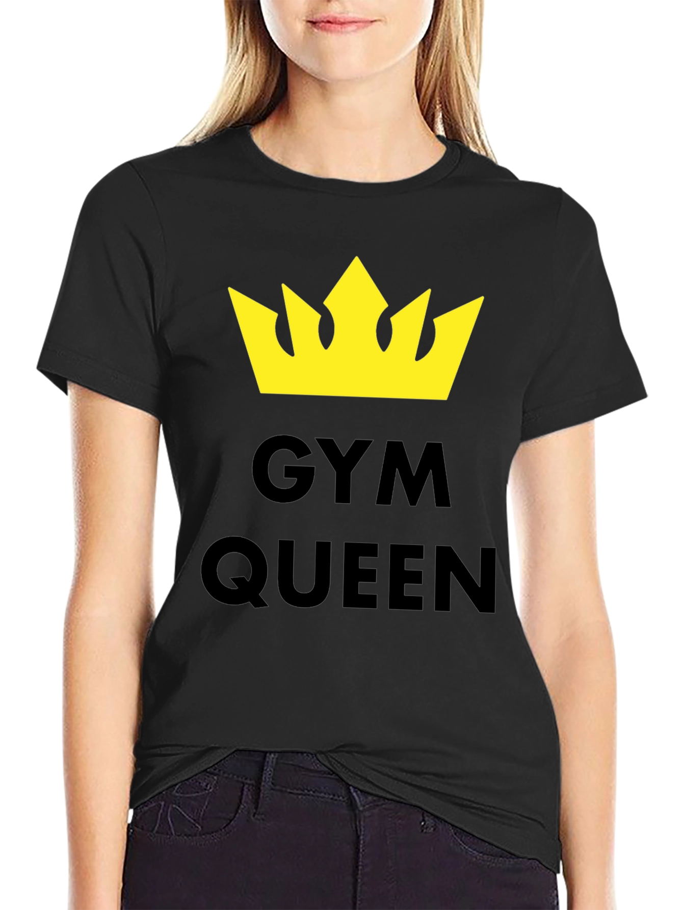 Gym Queen T-Shirt - Yellow Crown Graphic Tee