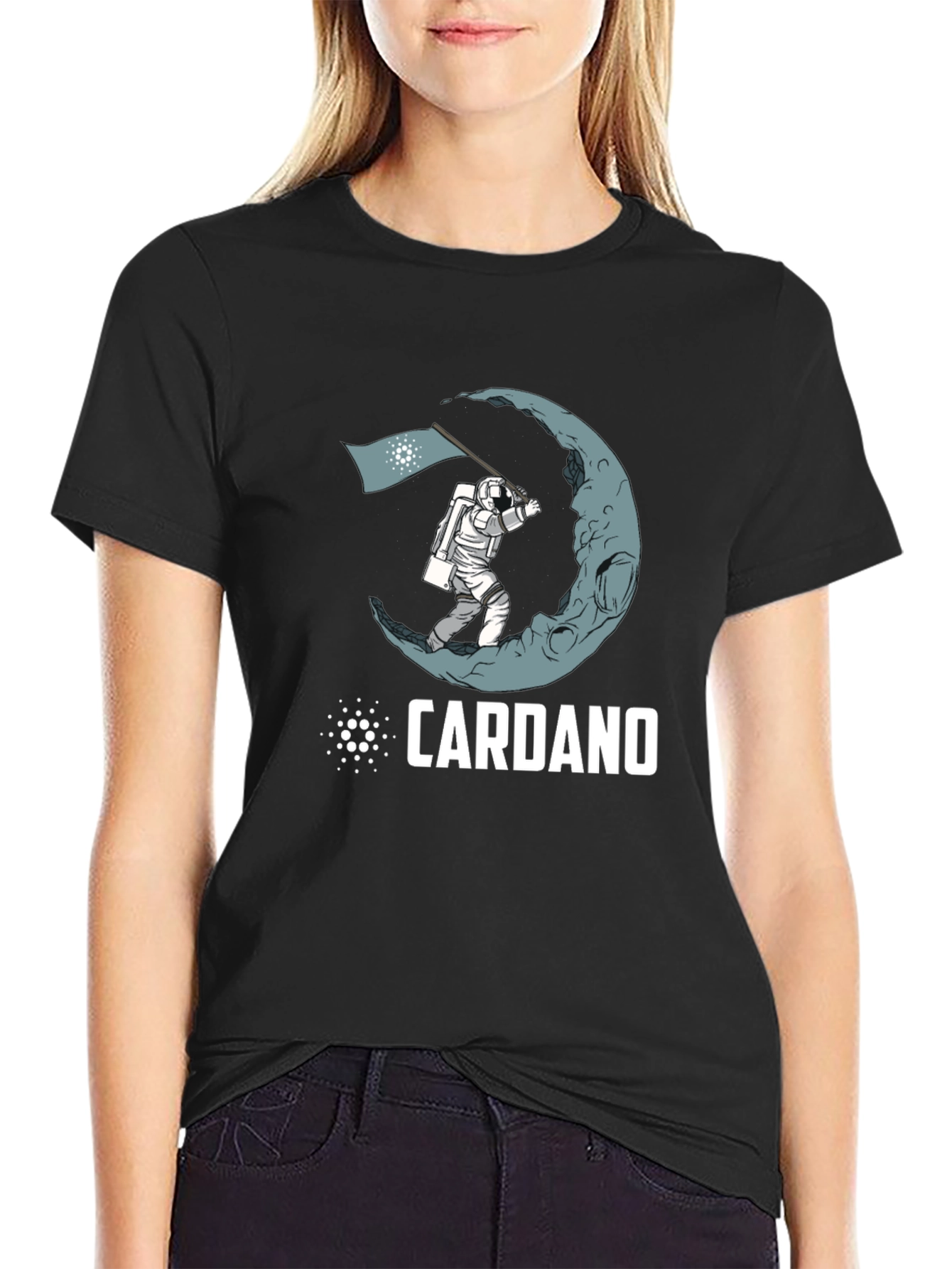Cardano Moon Landing Black T-Shirt