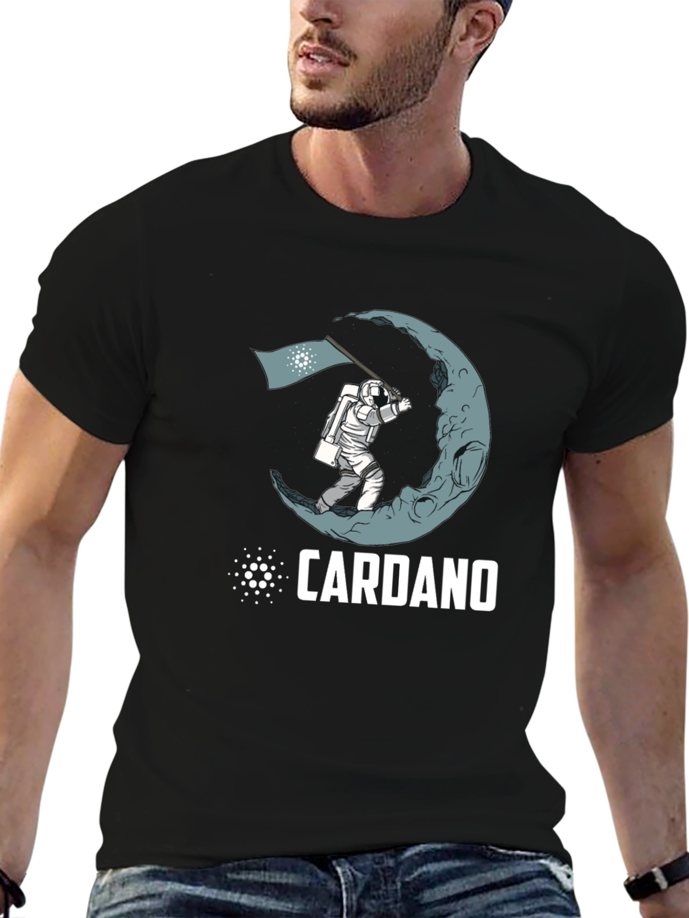 Cardano Moon Landing Black T-Shirt