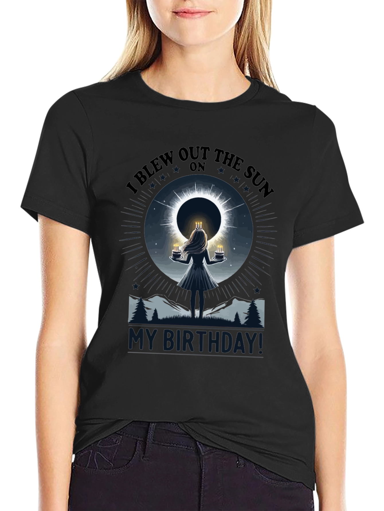 I Blew Out The Sun Eclipse Birthday Graphic T-Shirt