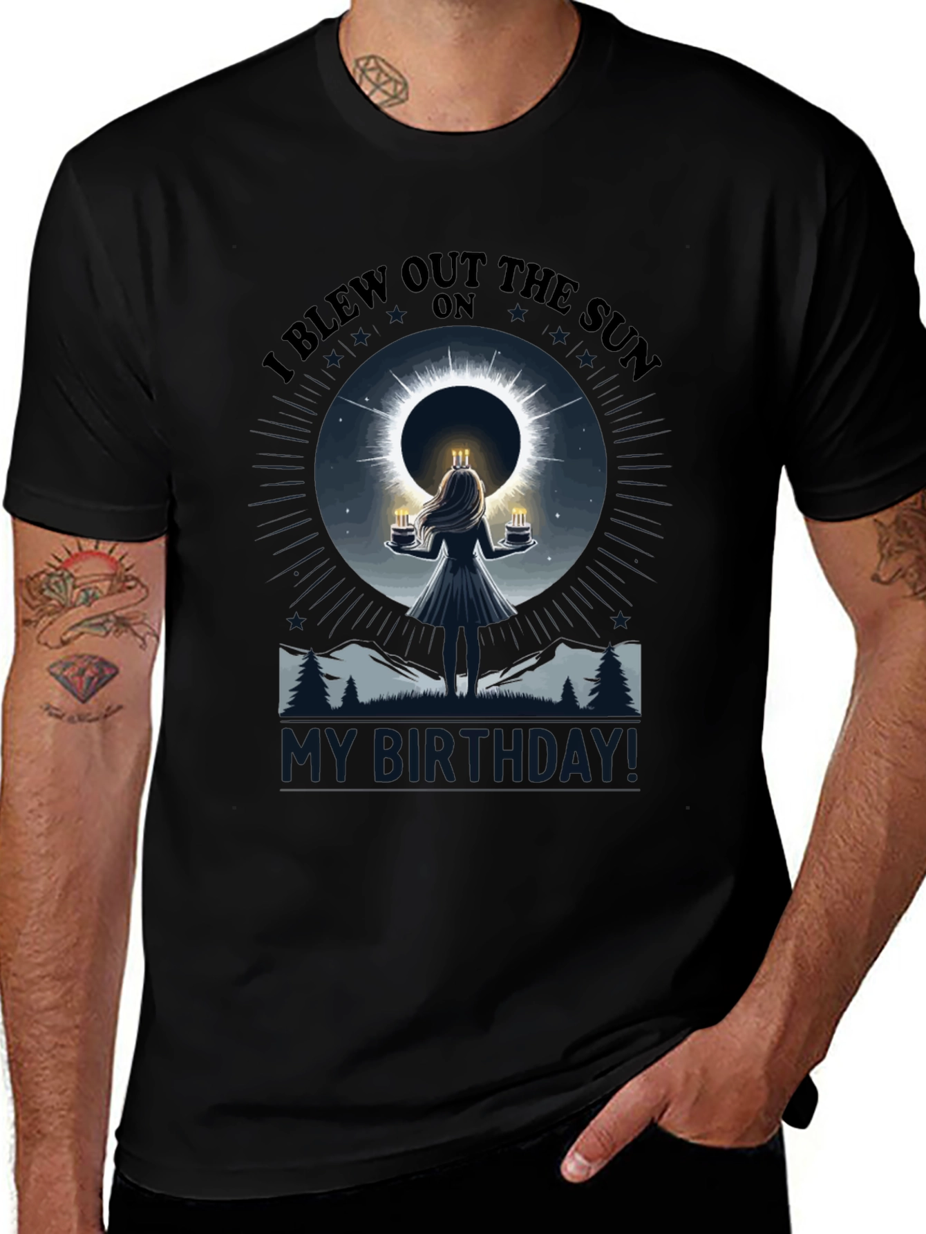 I Blew Out The Sun Eclipse Birthday Graphic T-Shirt
