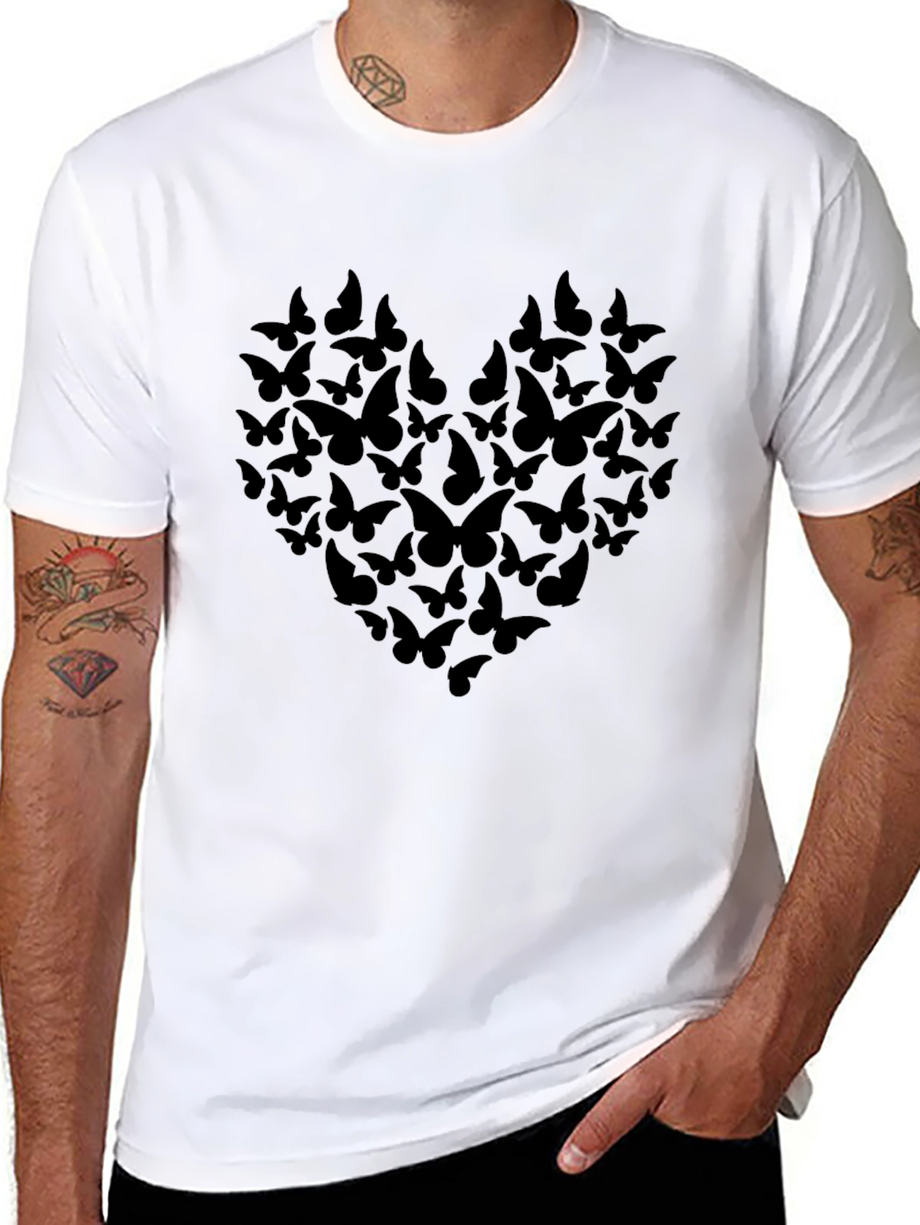 Butterfly Heart Graphic Tee - Black