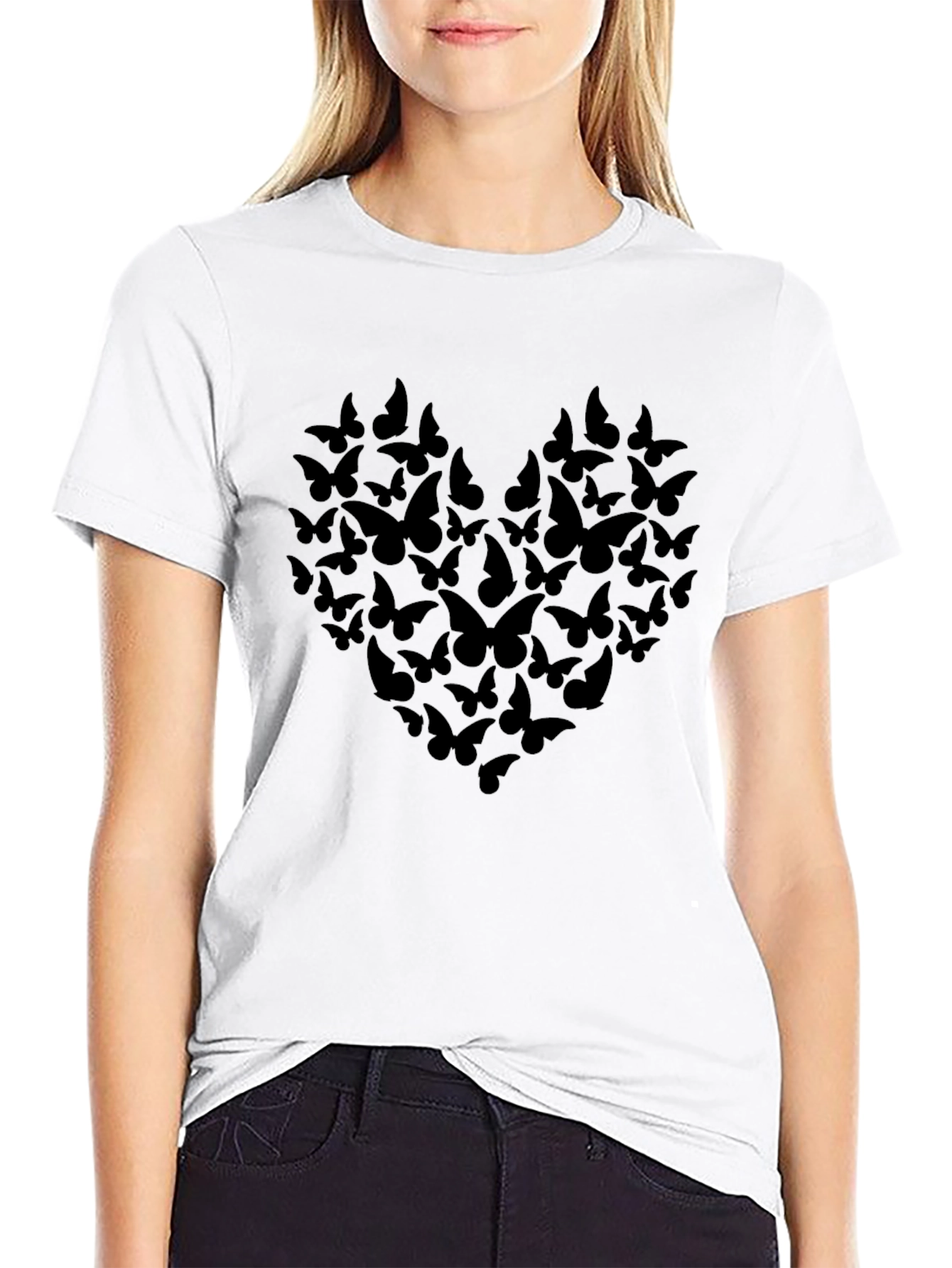 Butterfly Heart Graphic Tee - Black