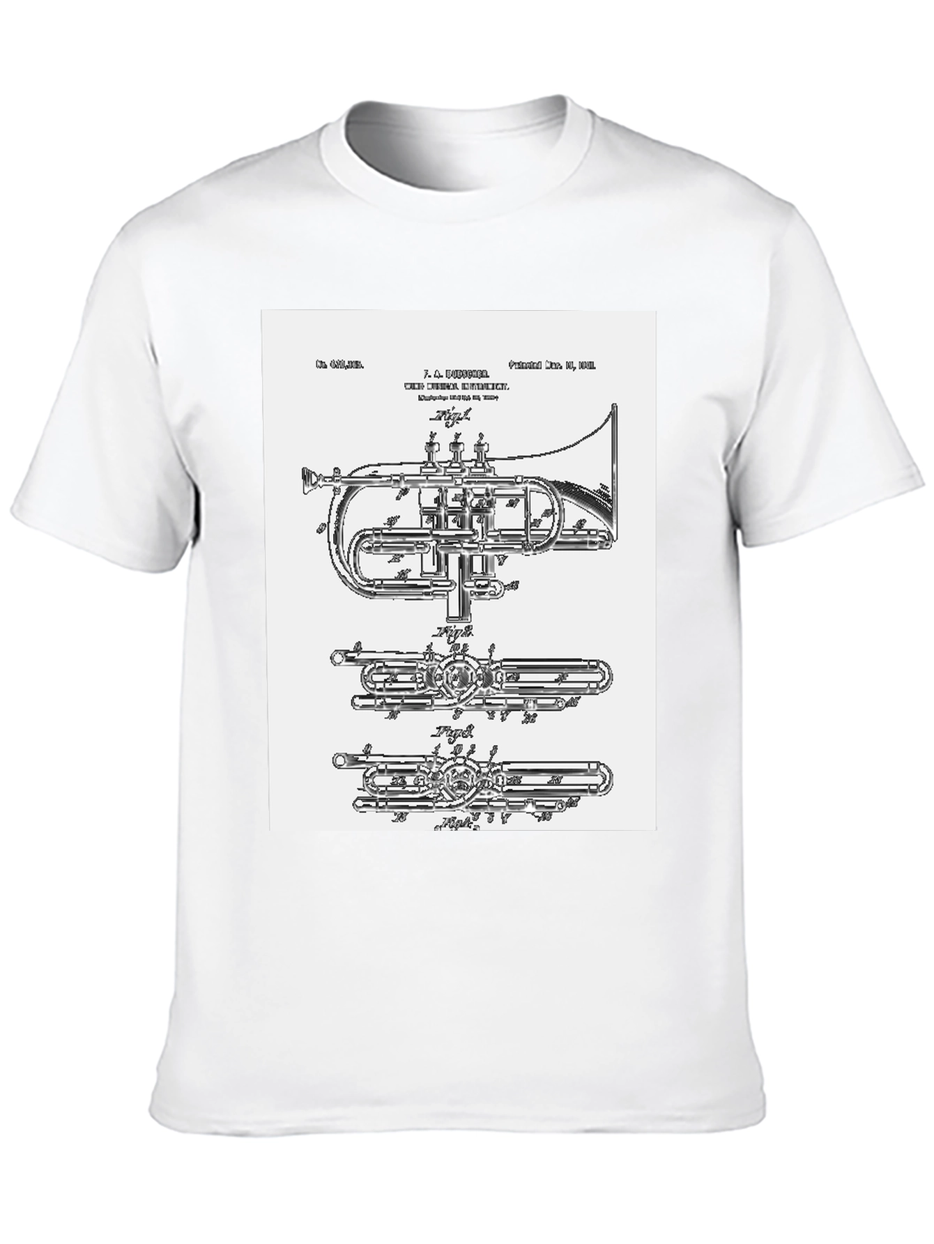 Black Trumpet Blueprint Graphic Tee