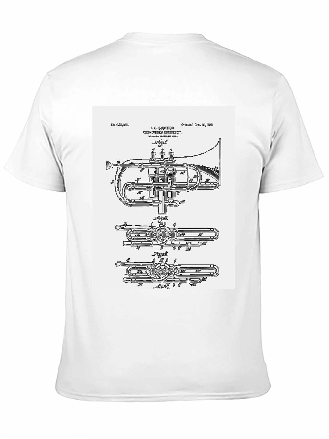 Black Trumpet Blueprint Graphic Tee