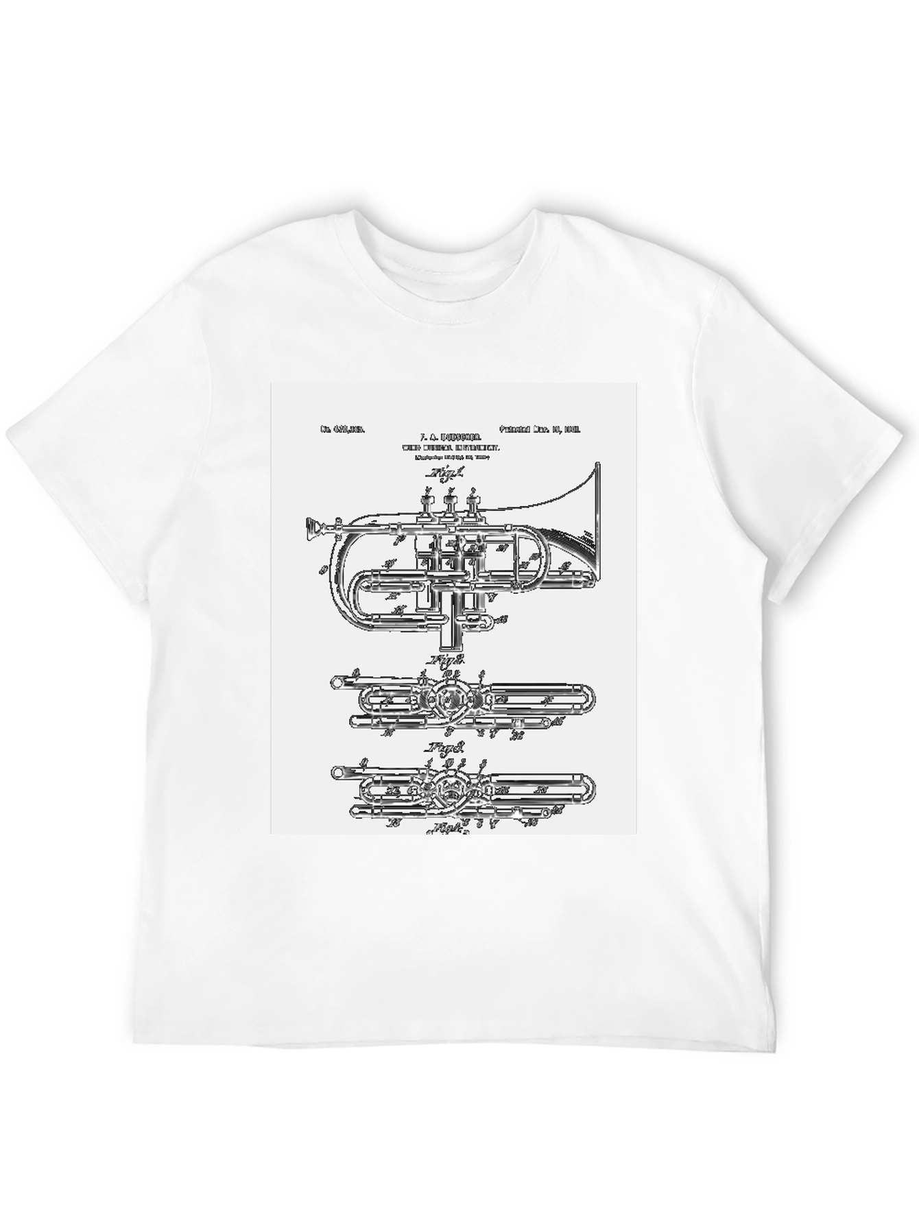 Black Trumpet Blueprint Graphic Tee