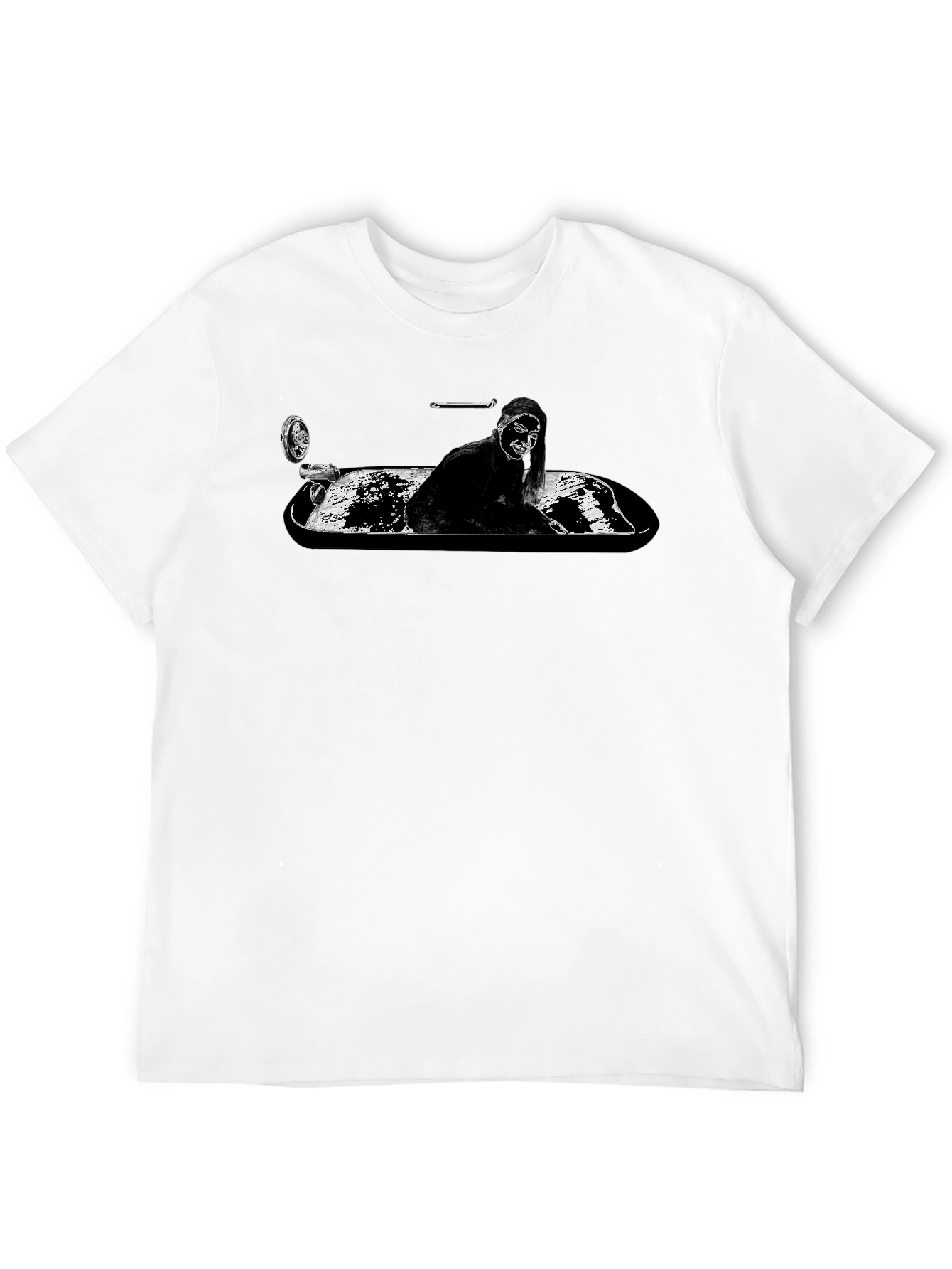 Monochrome T-Shirt - Woman in Tub Graphic Tee