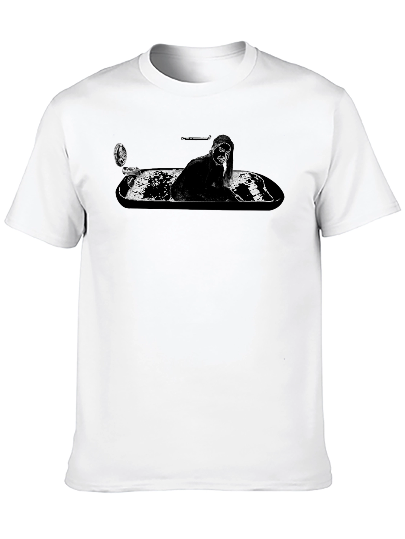 Monochrome T-Shirt - Woman in Tub Graphic Tee