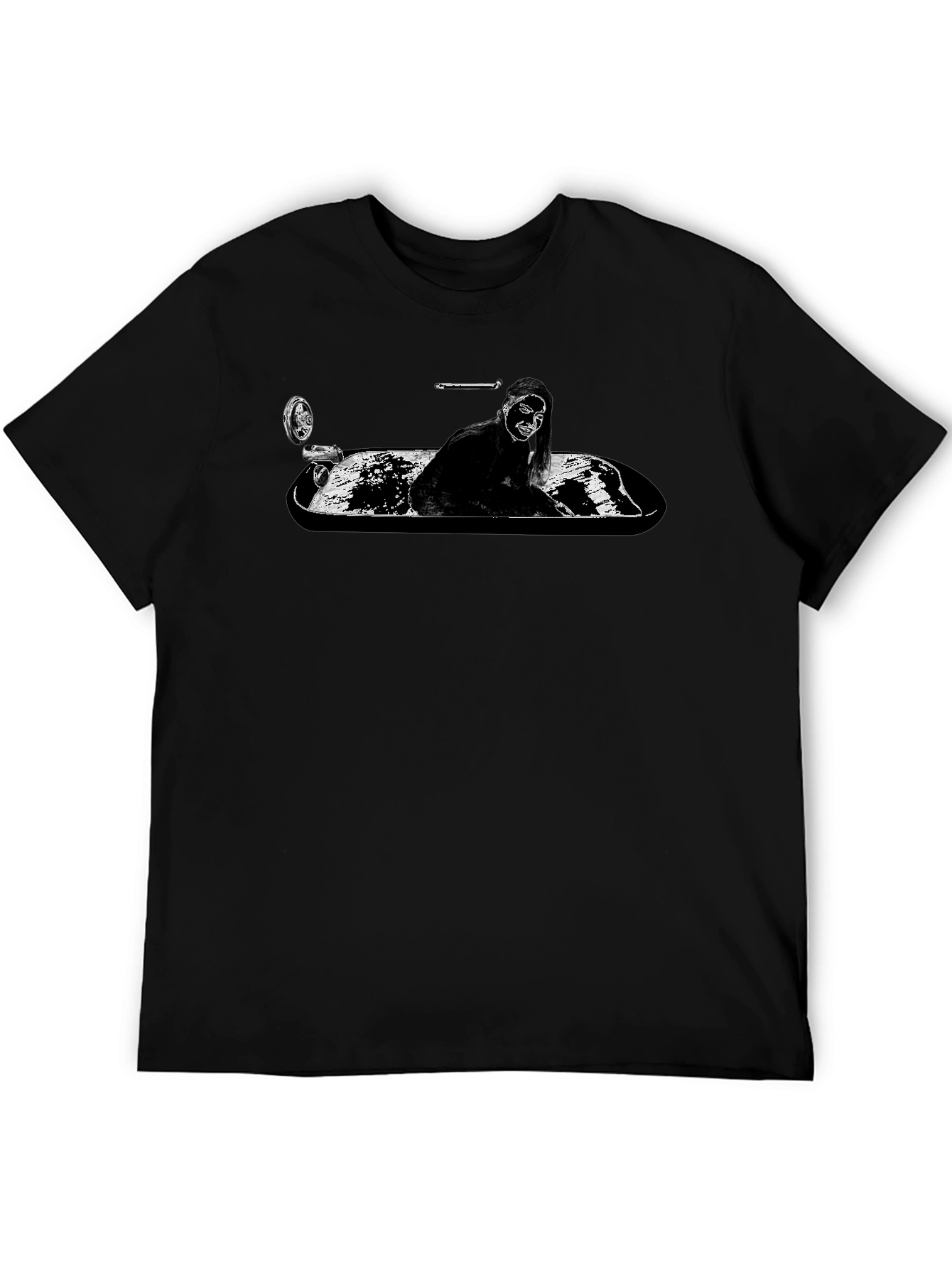 Monochrome T-Shirt - Woman in Tub Graphic Tee