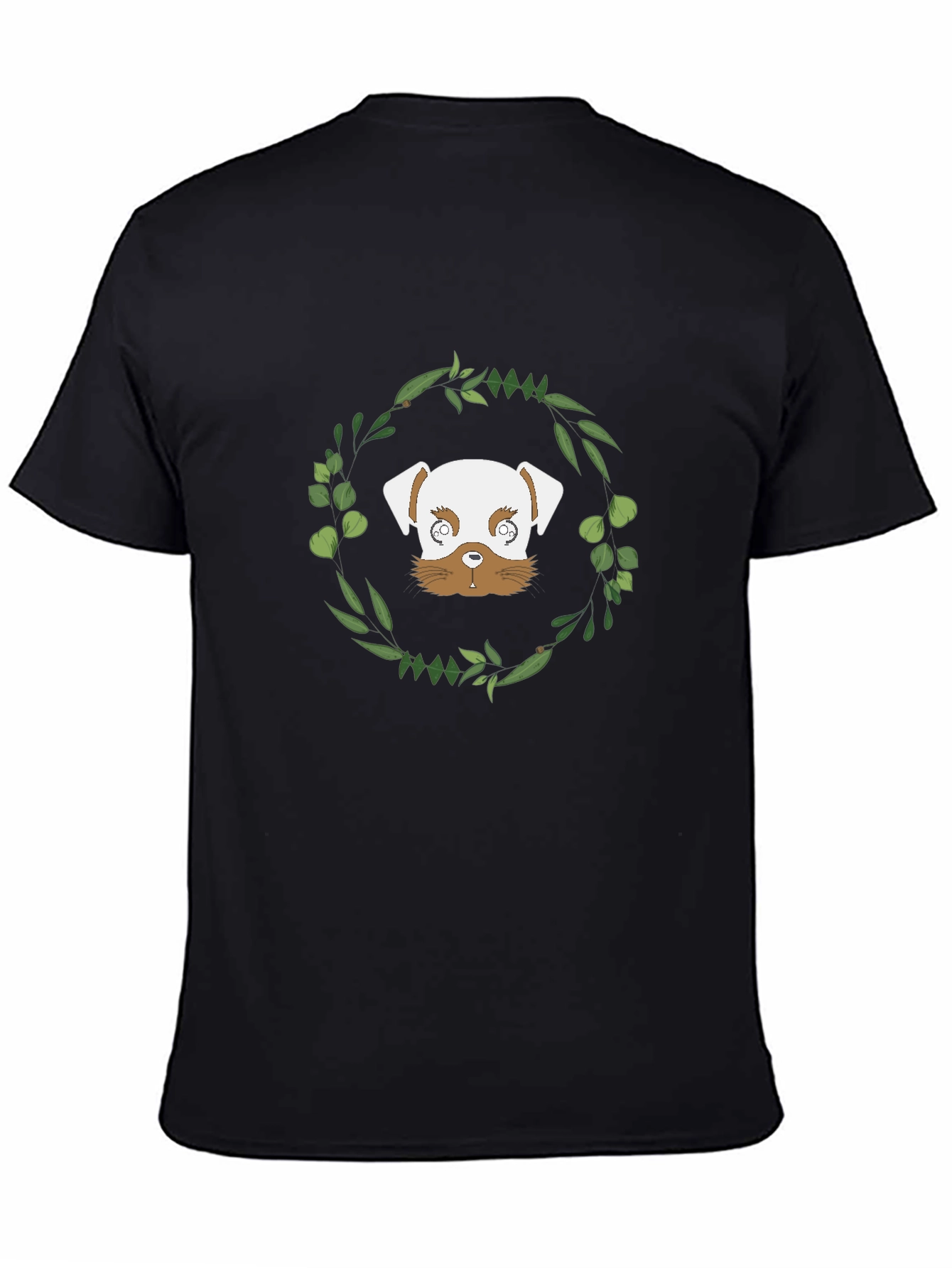 Dog & Wreath Graphic Black T-Shirt