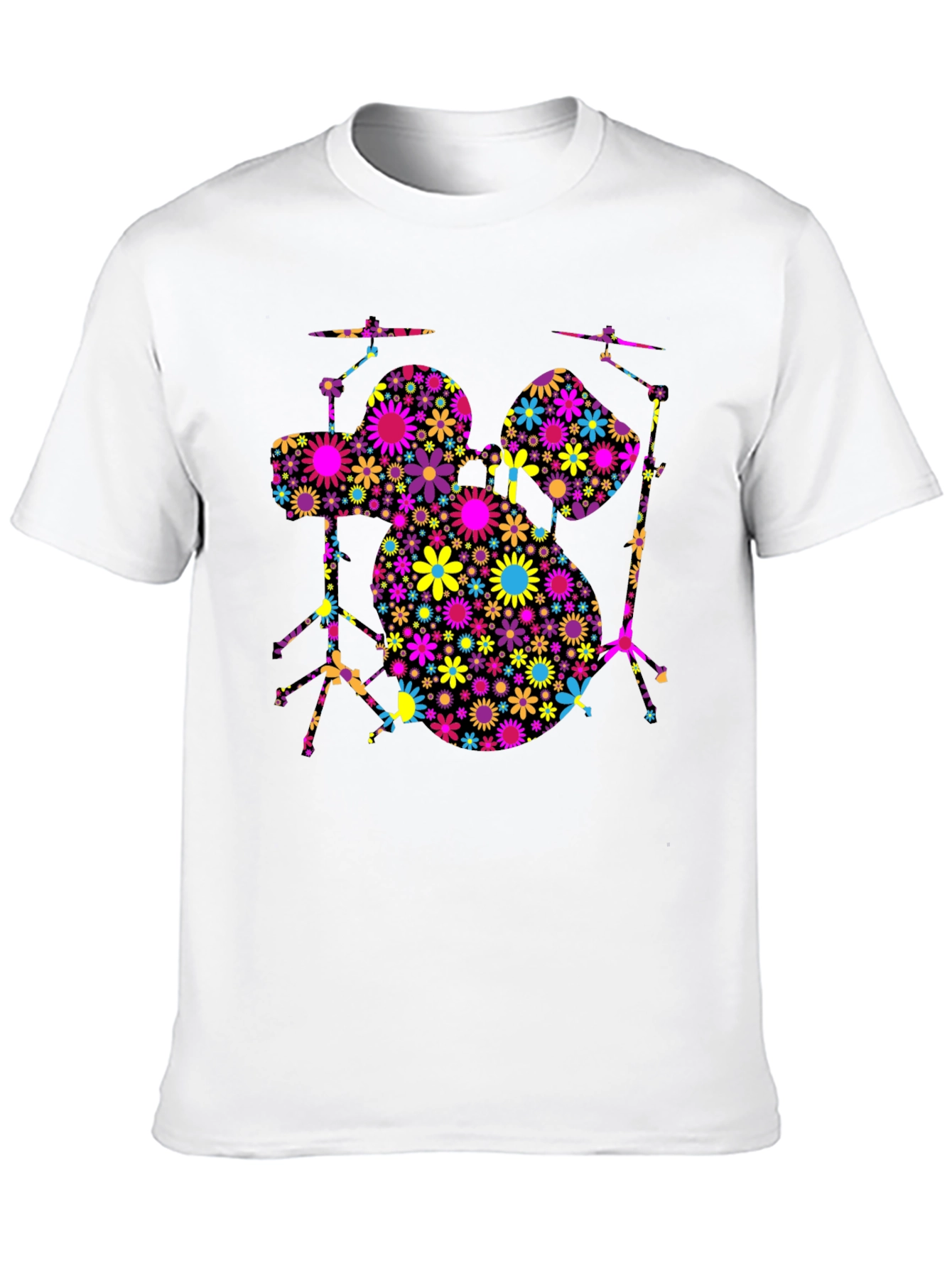 Floral Drum Set T-Shirt - Music Lover Tee