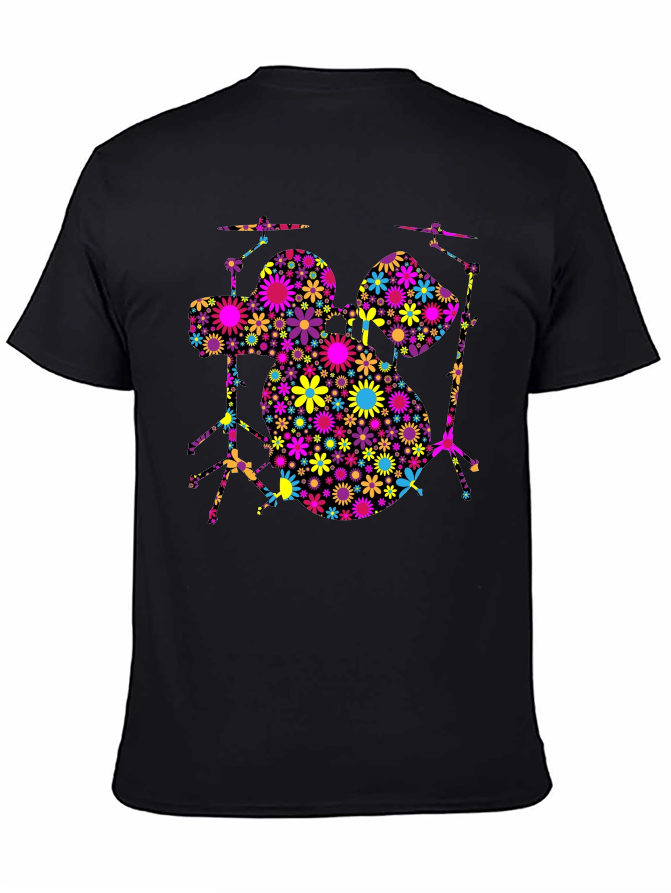 Floral Drum Set T-Shirt - Music Lover Tee