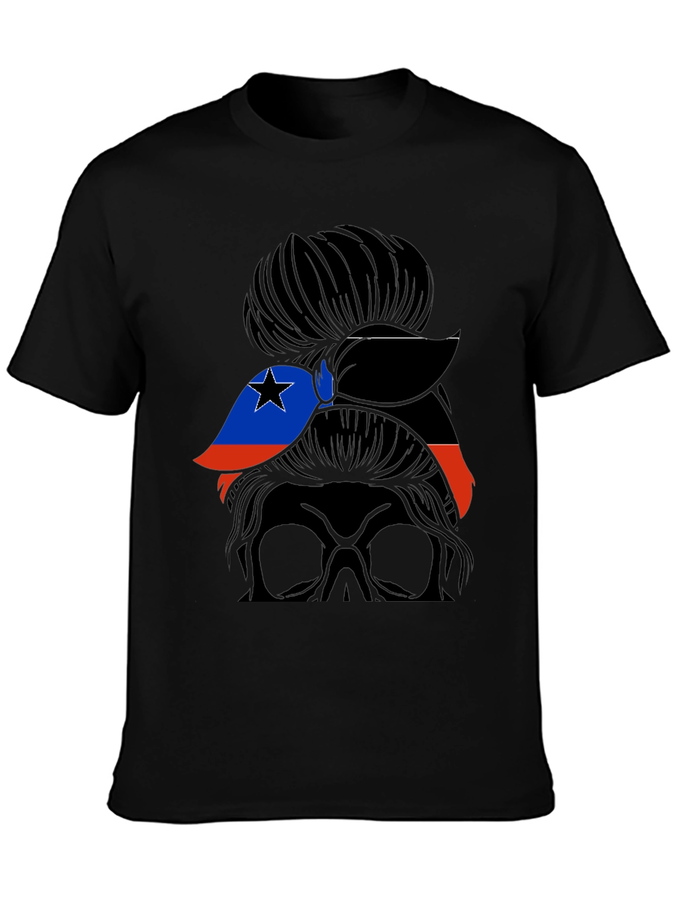 Messy Bun Woman Haiti Flag T-Shirt