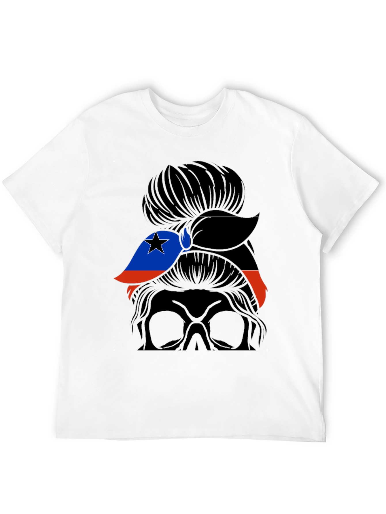 Messy Bun Woman Haiti Flag T-Shirt