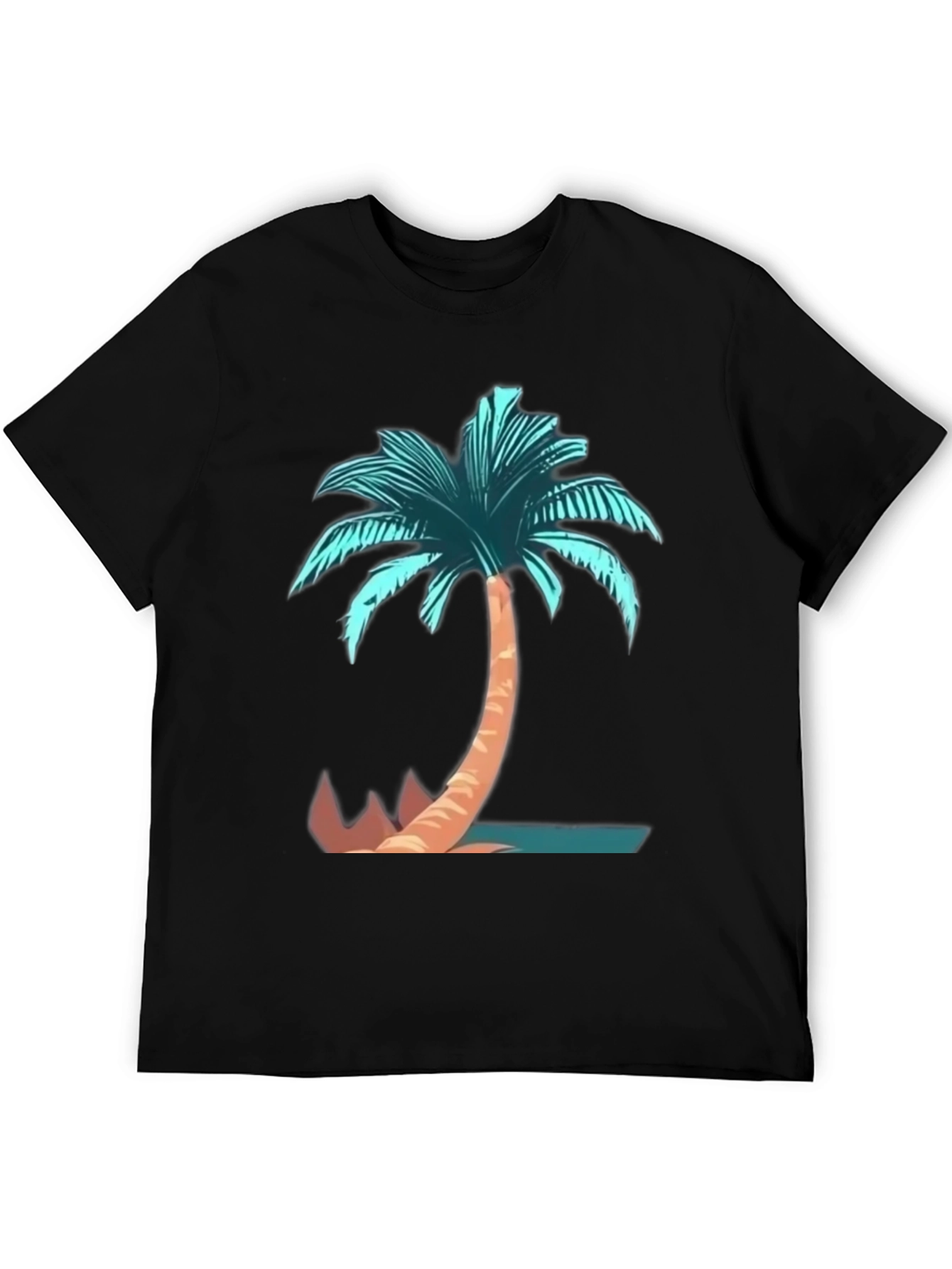 Tropical Palm Tree Graphic Tee - Mens Black T-Shirt