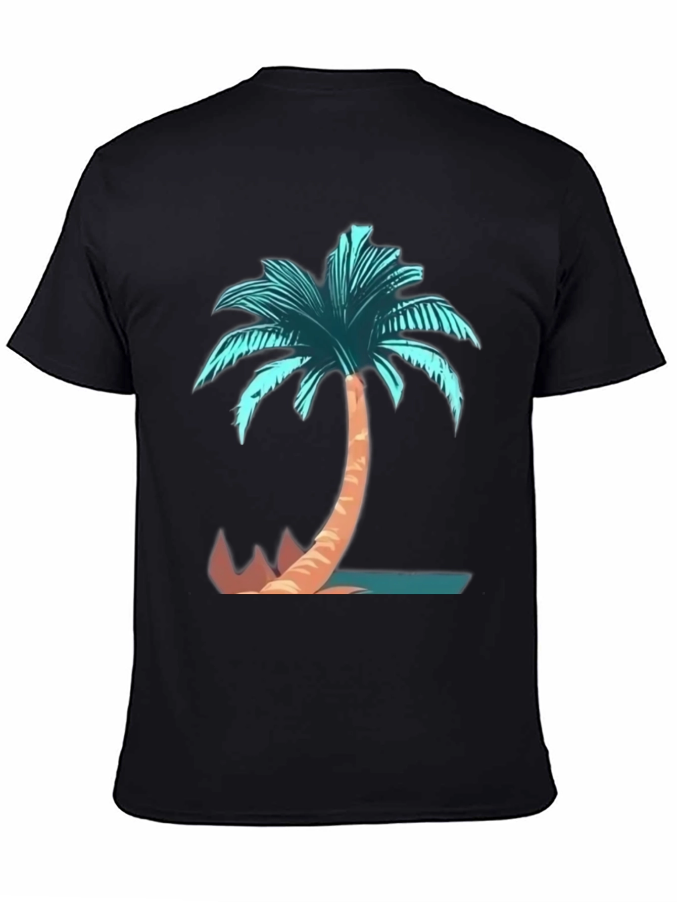 Tropical Palm Tree Graphic Tee - Mens Black T-Shirt
