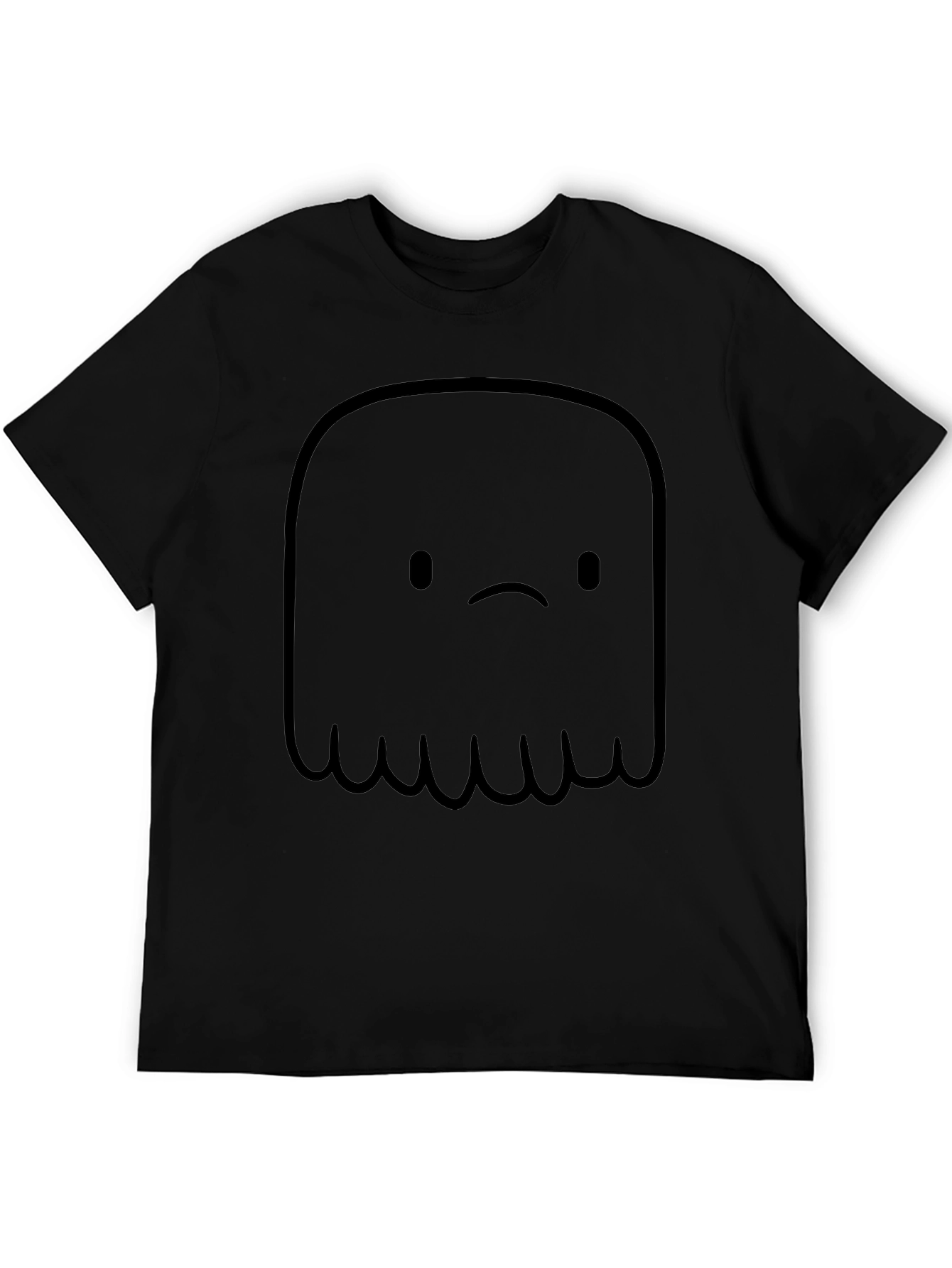 Sad Ghost Graphic Tee - Black Cotton Comfort