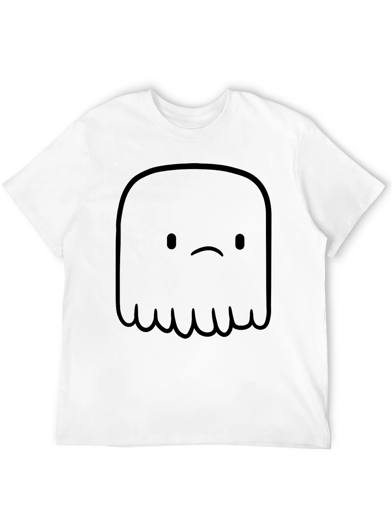Sad Ghost Graphic Tee - Black Cotton Comfort