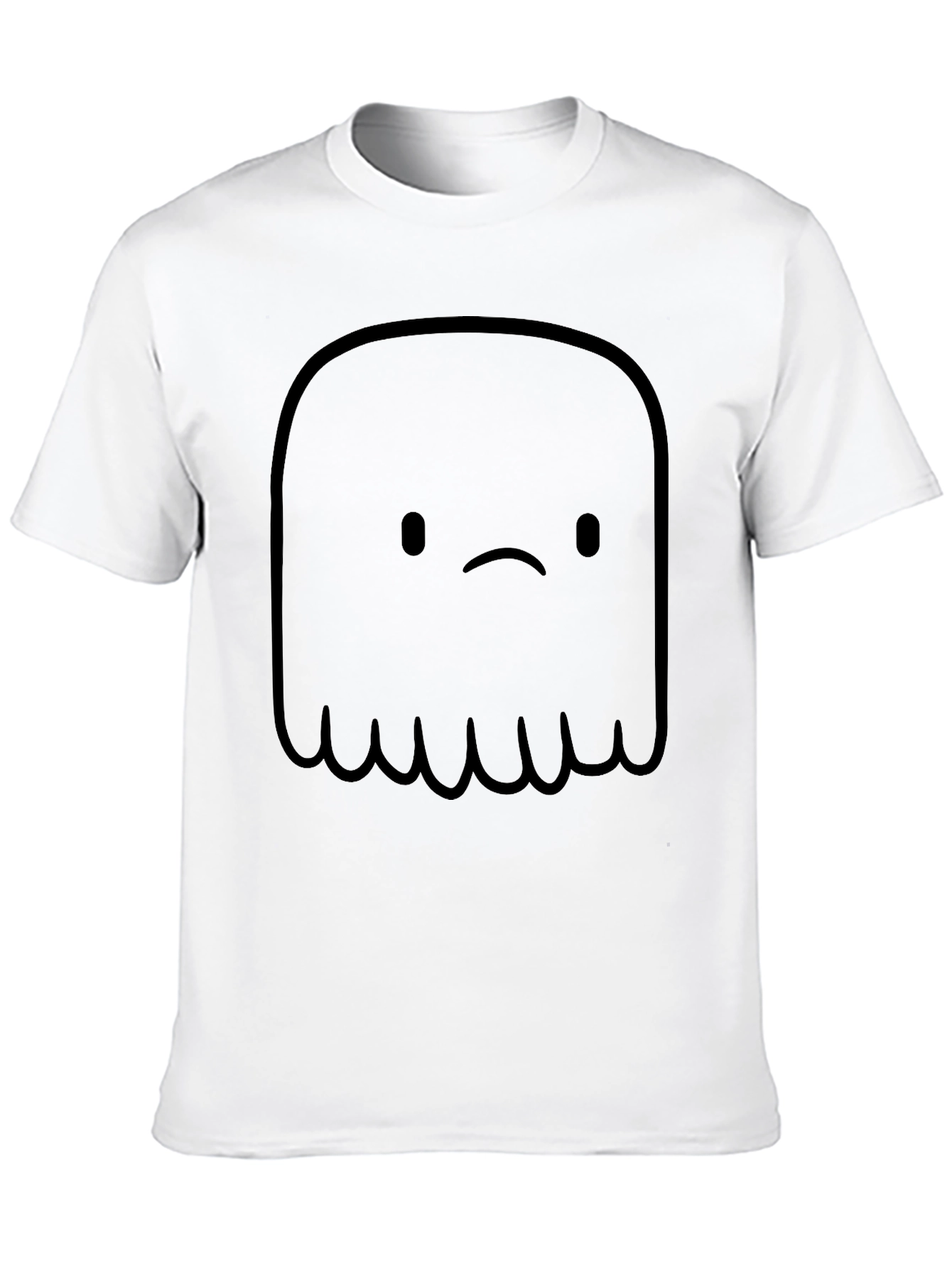 Sad Ghost Graphic Tee - Black Cotton Comfort