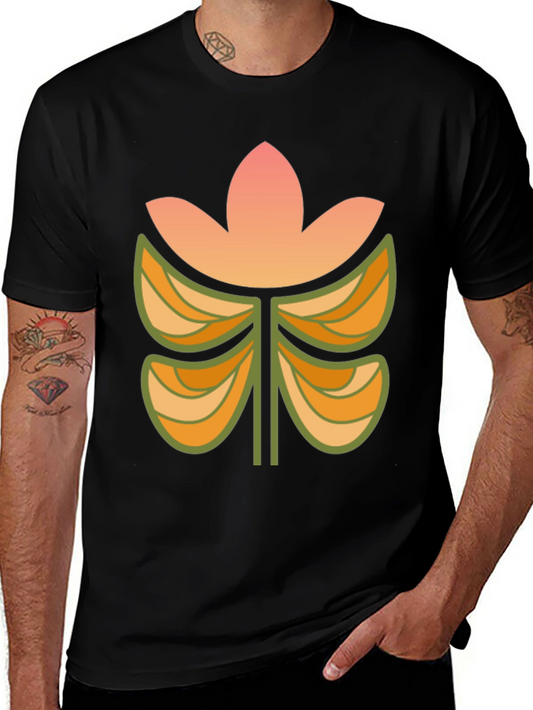 Retro Floral Black T-Shirt