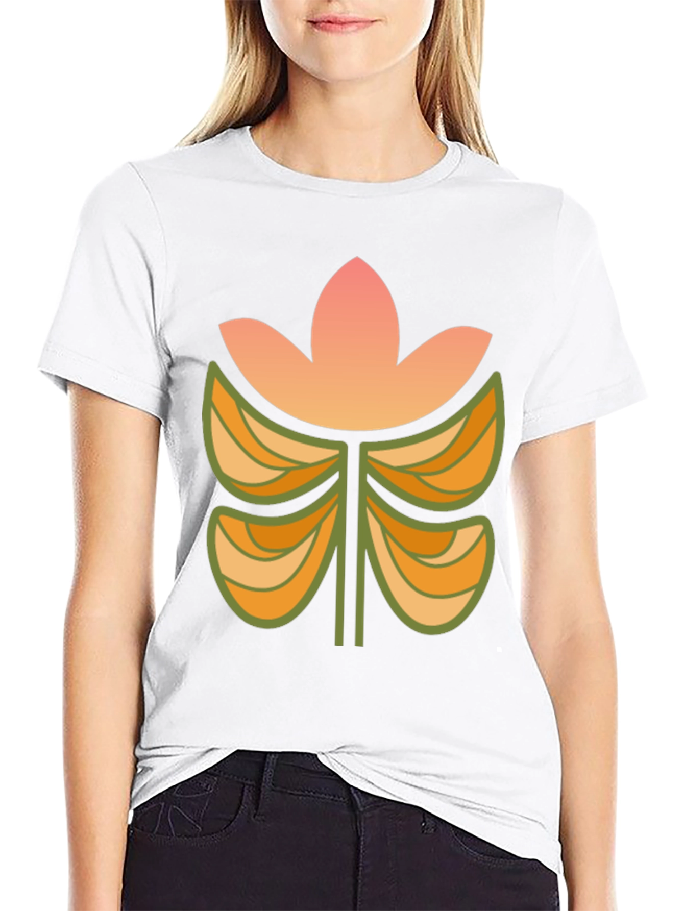 Retro Floral Black T-Shirt