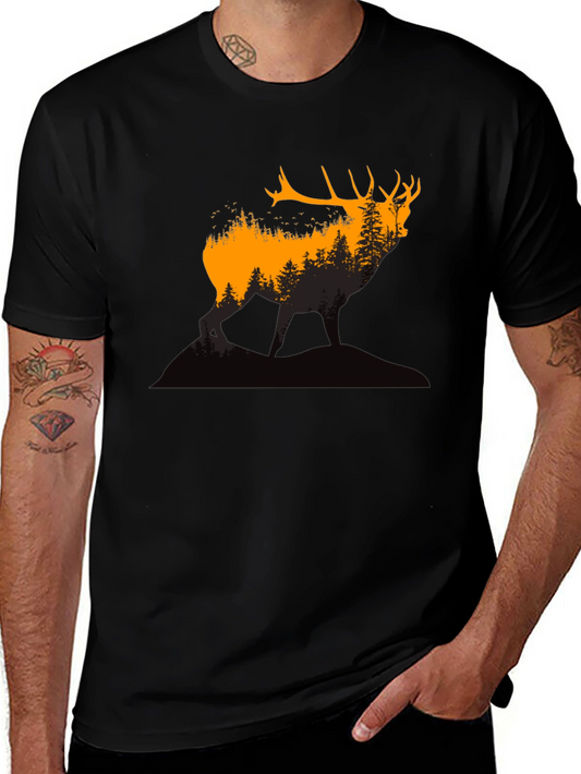 Elk Forest Silhouette Graphic T-Shirt