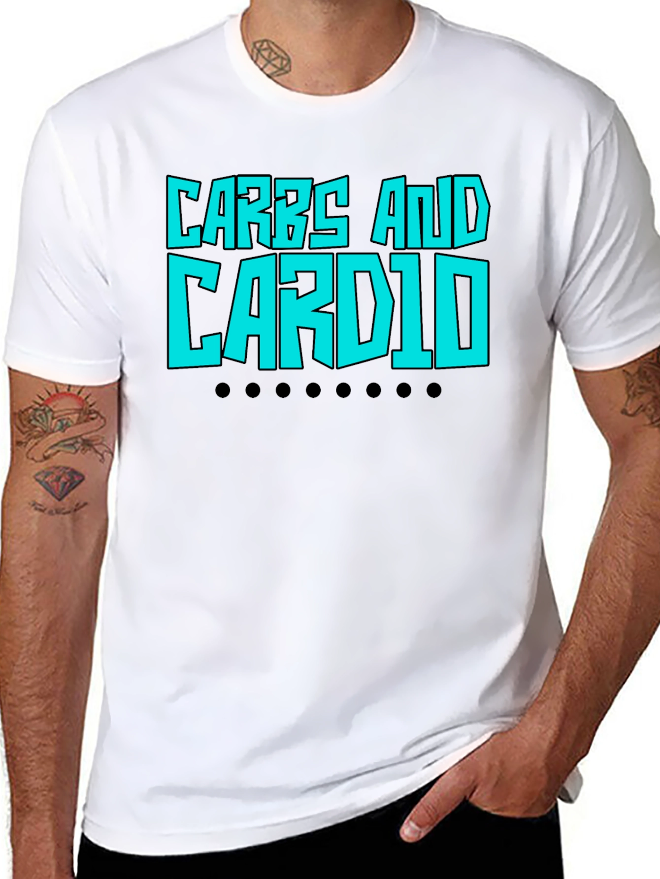 Carbs and Cardio Black Graphic T-Shirt
