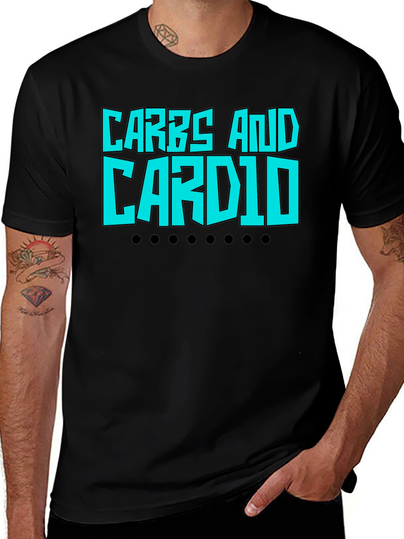Carbs and Cardio Black Graphic T-Shirt