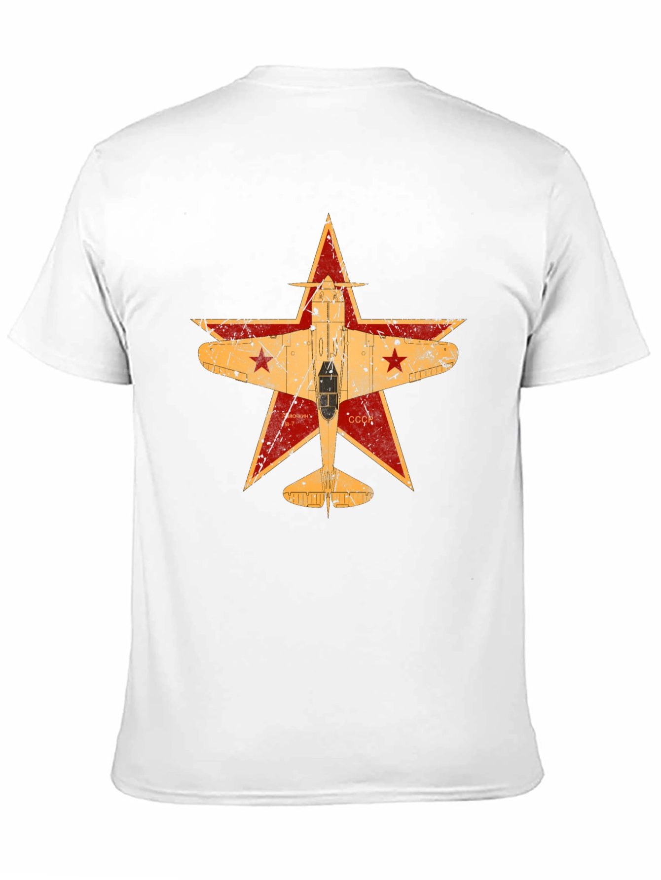 Retro Soviet Airplane Star Graphic Tee - Black
