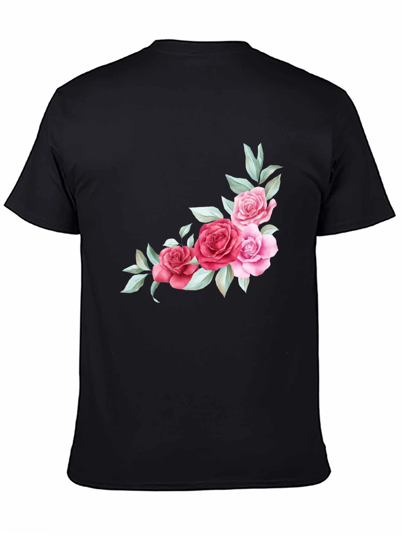 Floral Accent Black T-Shirt
