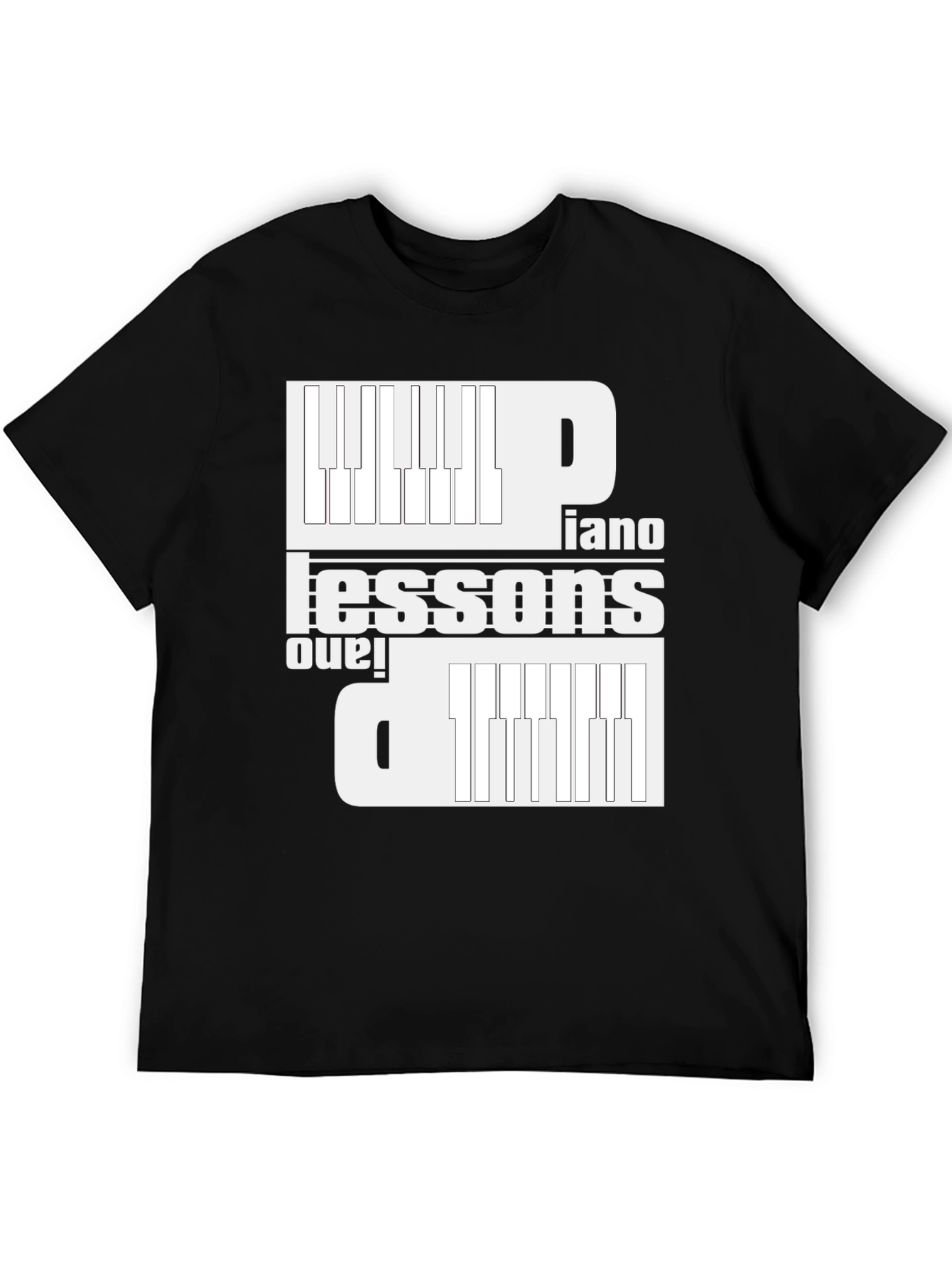 Piano Lessons Graphic T-Shirt - Black Cotton Tee