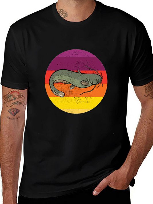 Retro Catfish Graphic Tee - Black