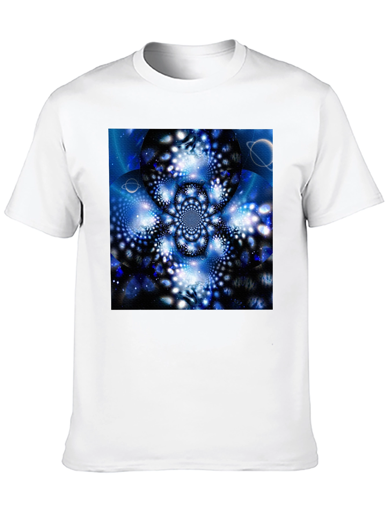 Cosmic Bloom Tee - Black Cotton Graphic T-Shirt