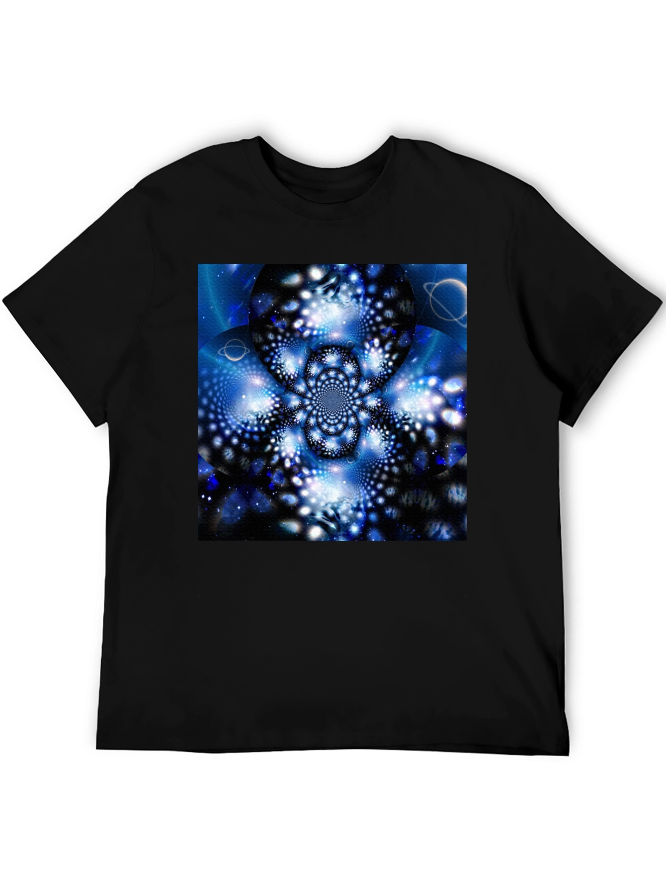 Cosmic Bloom Tee - Black Cotton Graphic T-Shirt