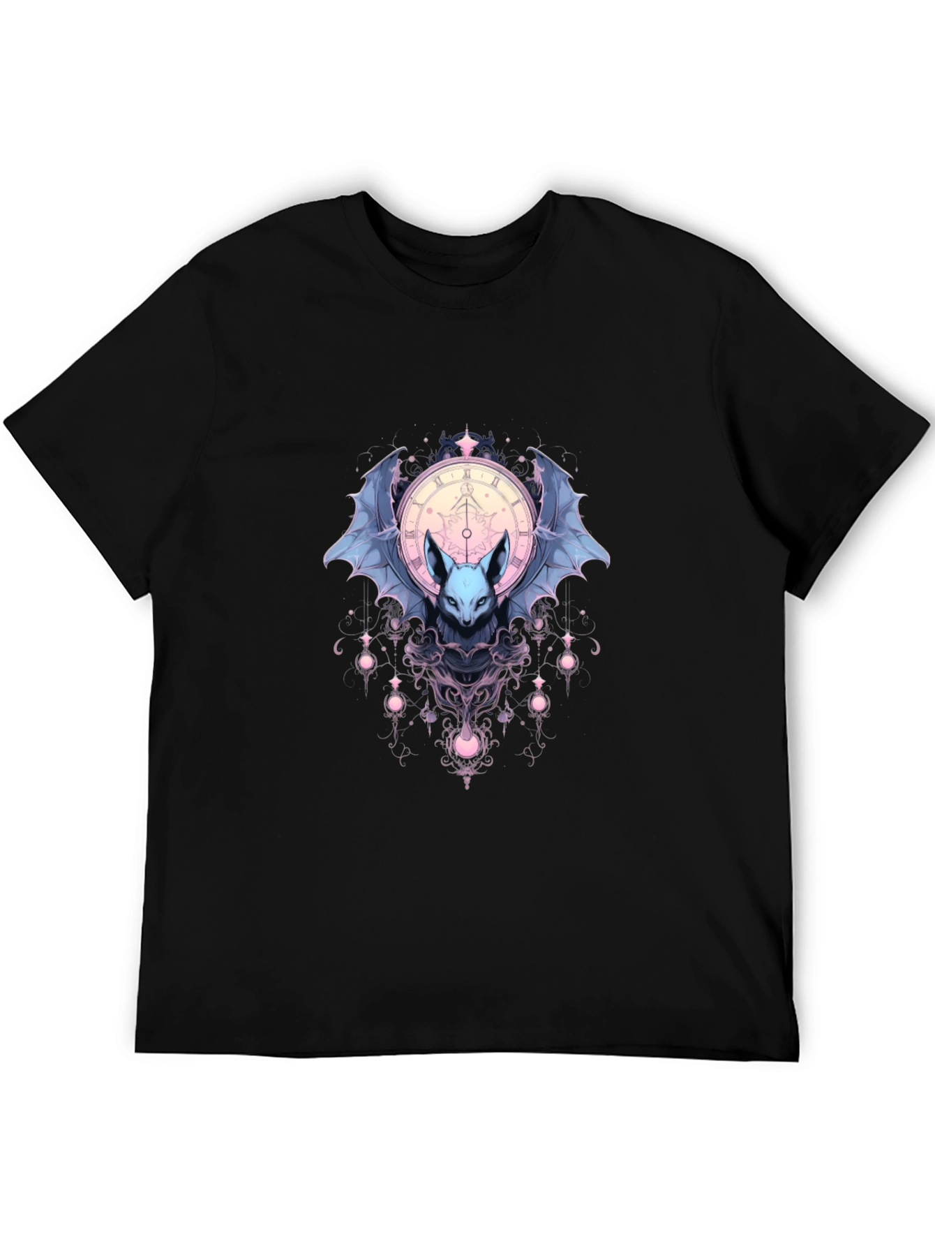 Bat & Clock Graphic Black T-Shirt