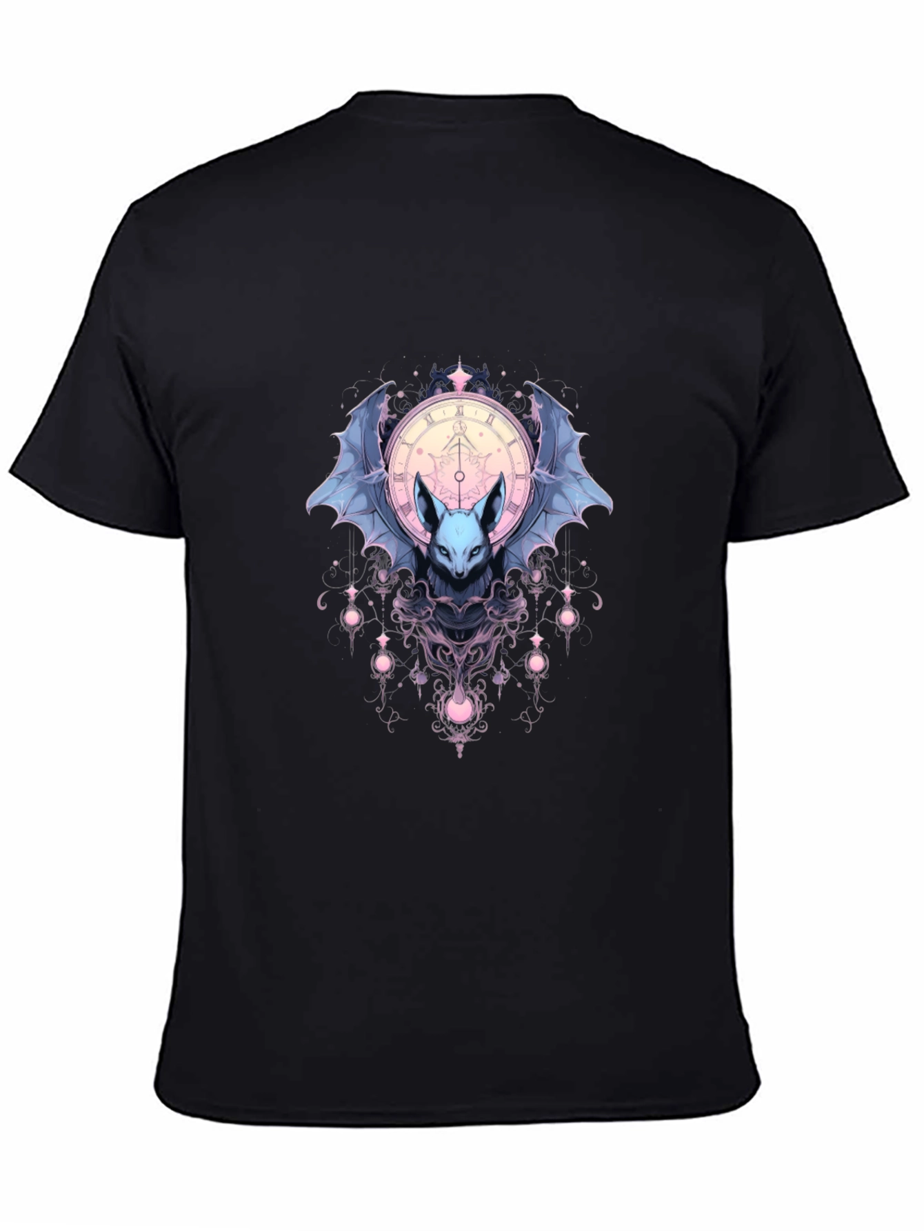 Bat & Clock Graphic Black T-Shirt