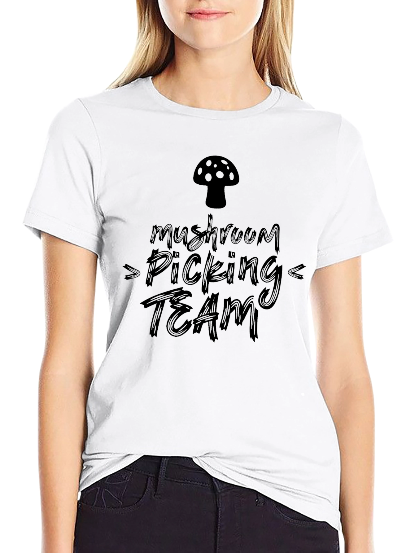 Mushroom Picking Team Black Graphic Tee