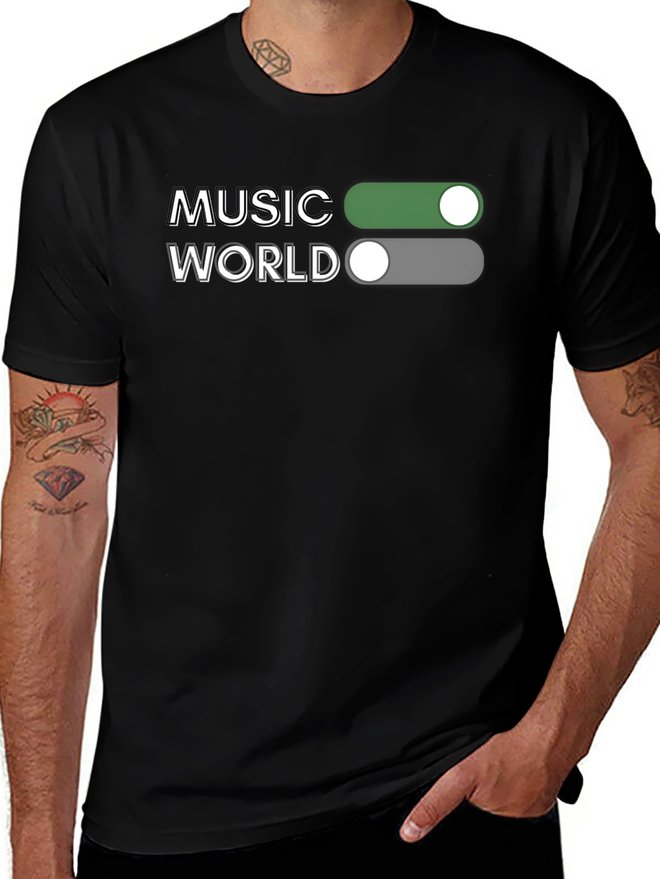 Music World Toggle On/Off Graphic Tee