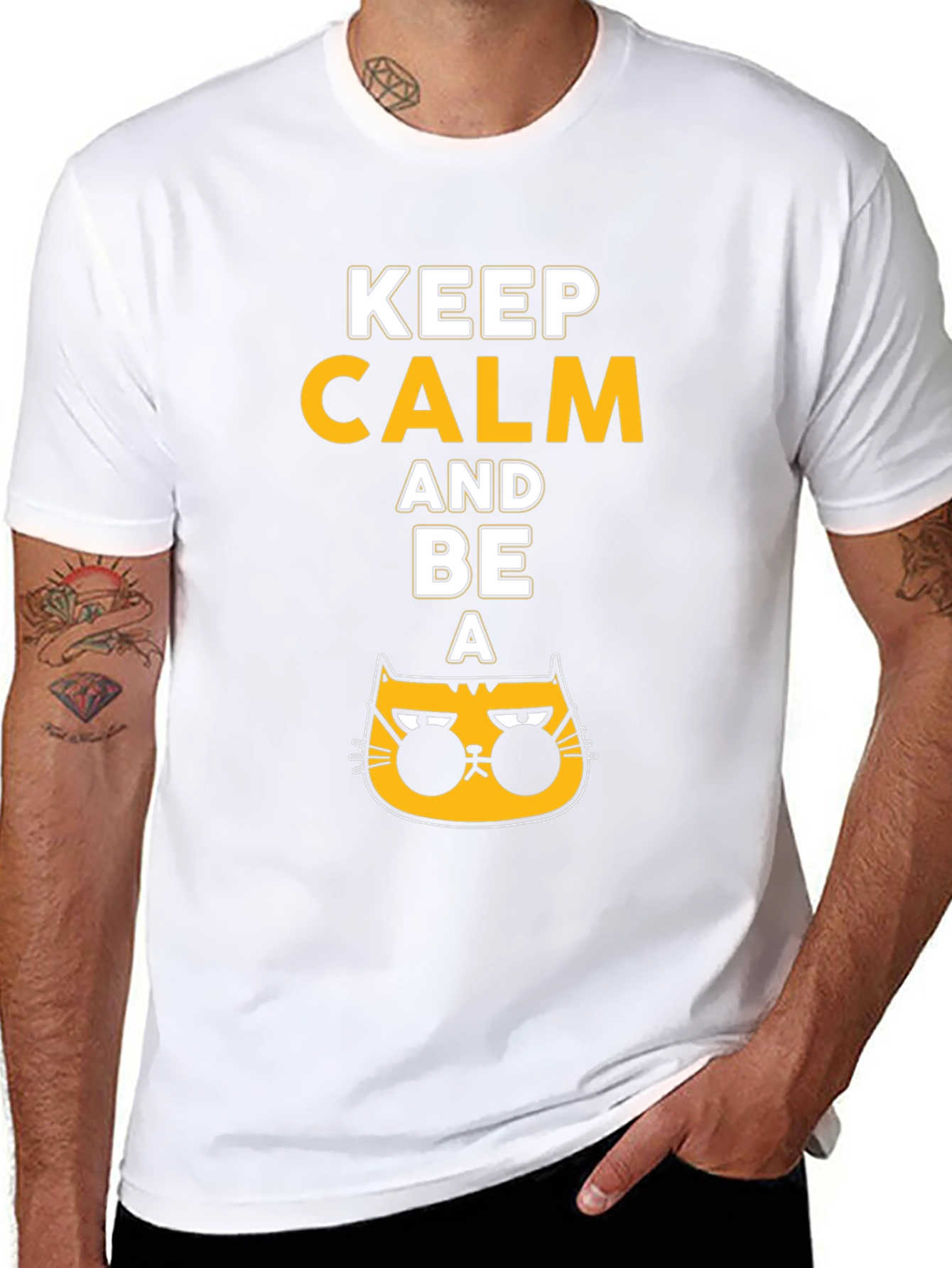Keep Calm and Be A Cat Black T-Shirt