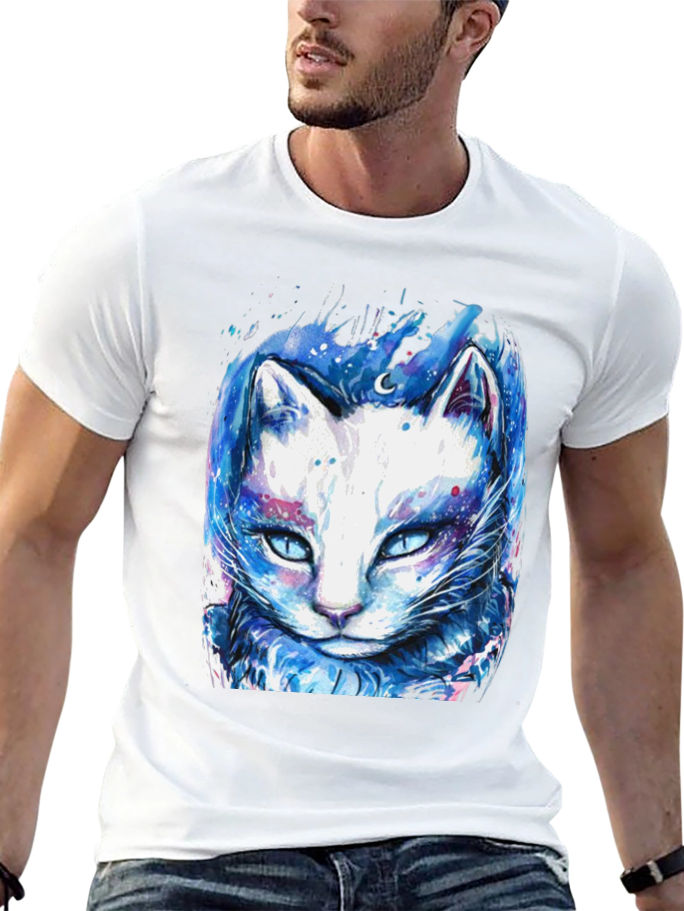 Cosmic Cat T-Shirt - Galaxy Feline Design