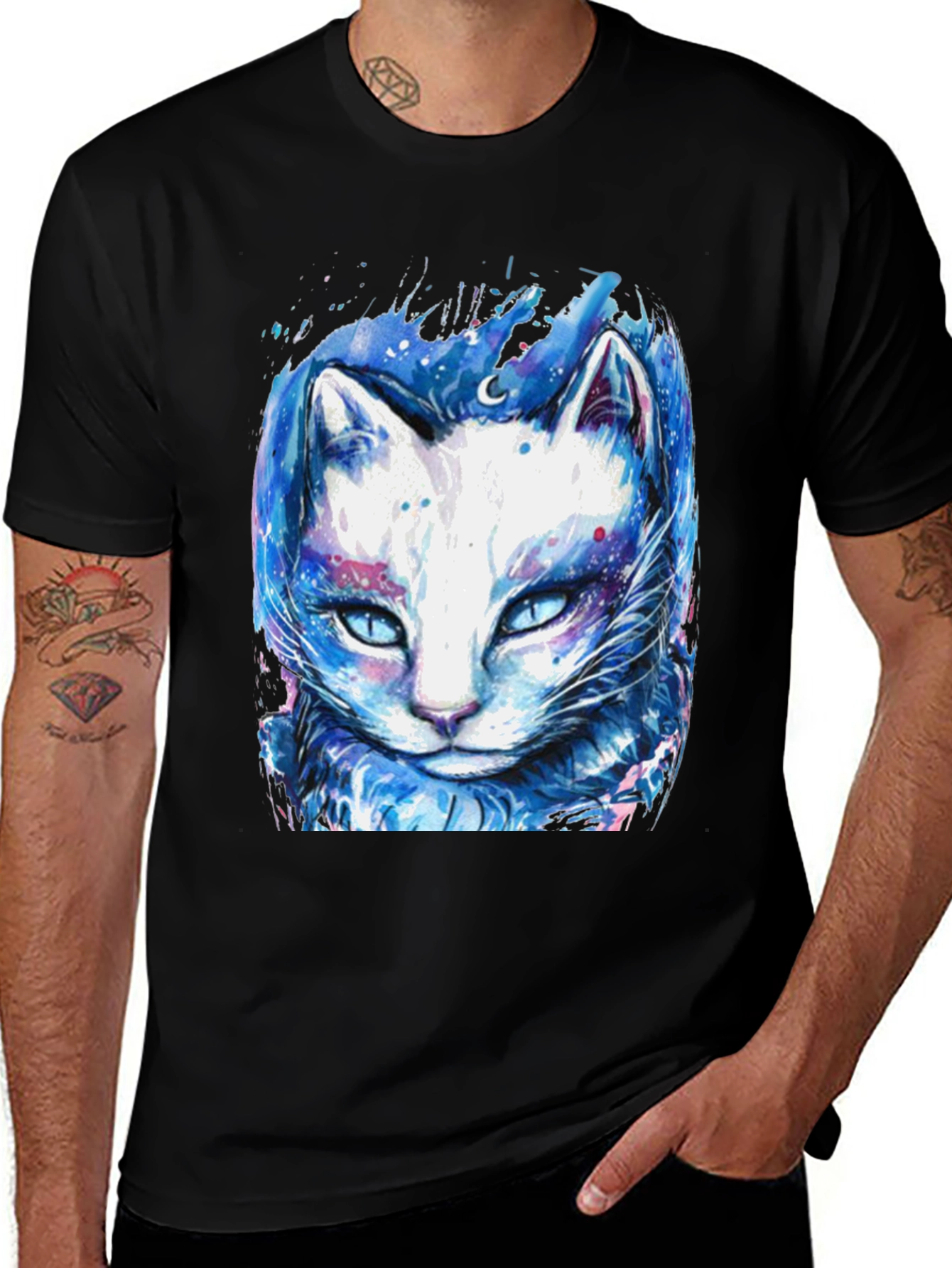 Cosmic Cat T-Shirt - Galaxy Feline Design