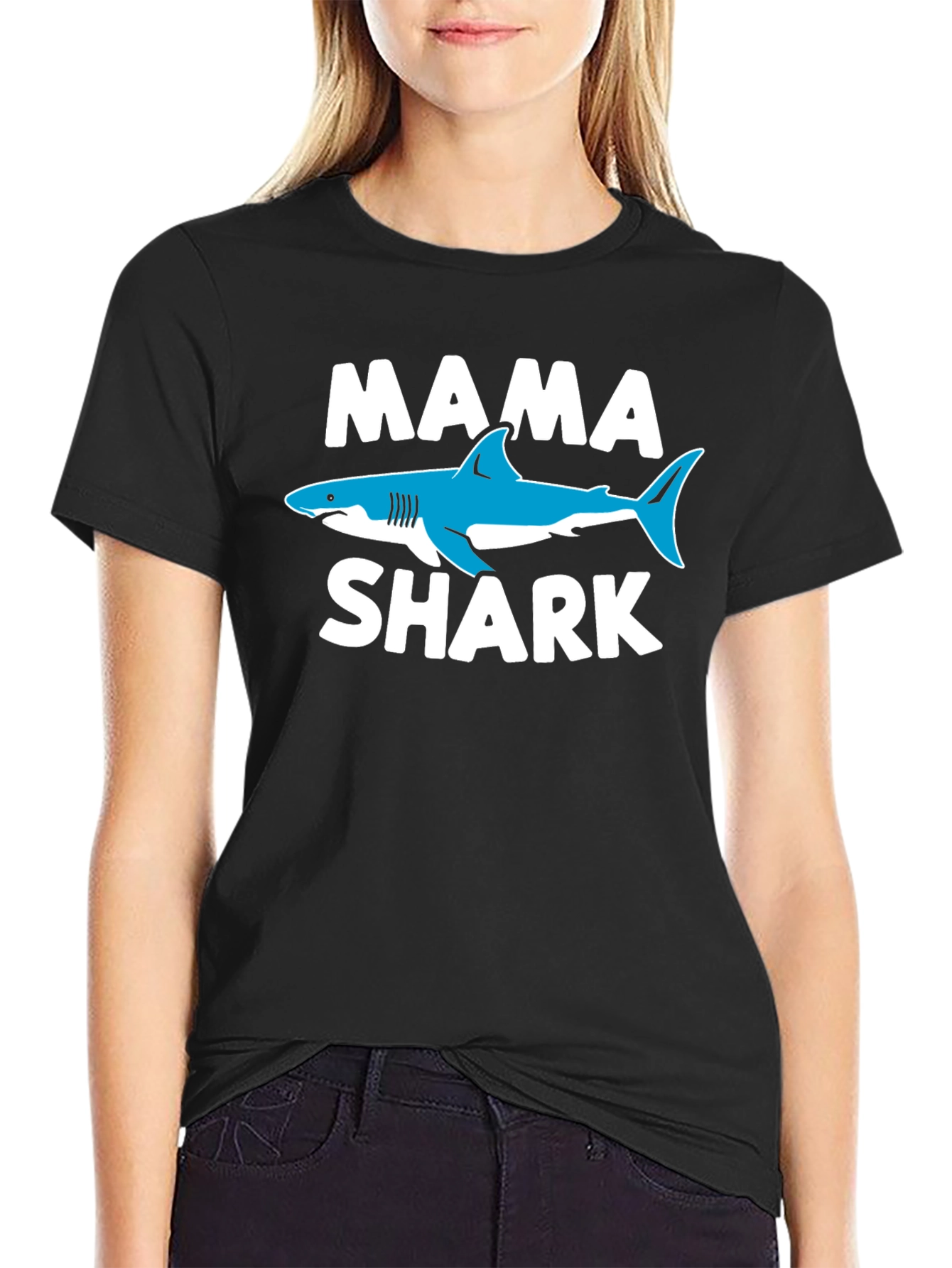 Mama Shark Graphic Tee - Black