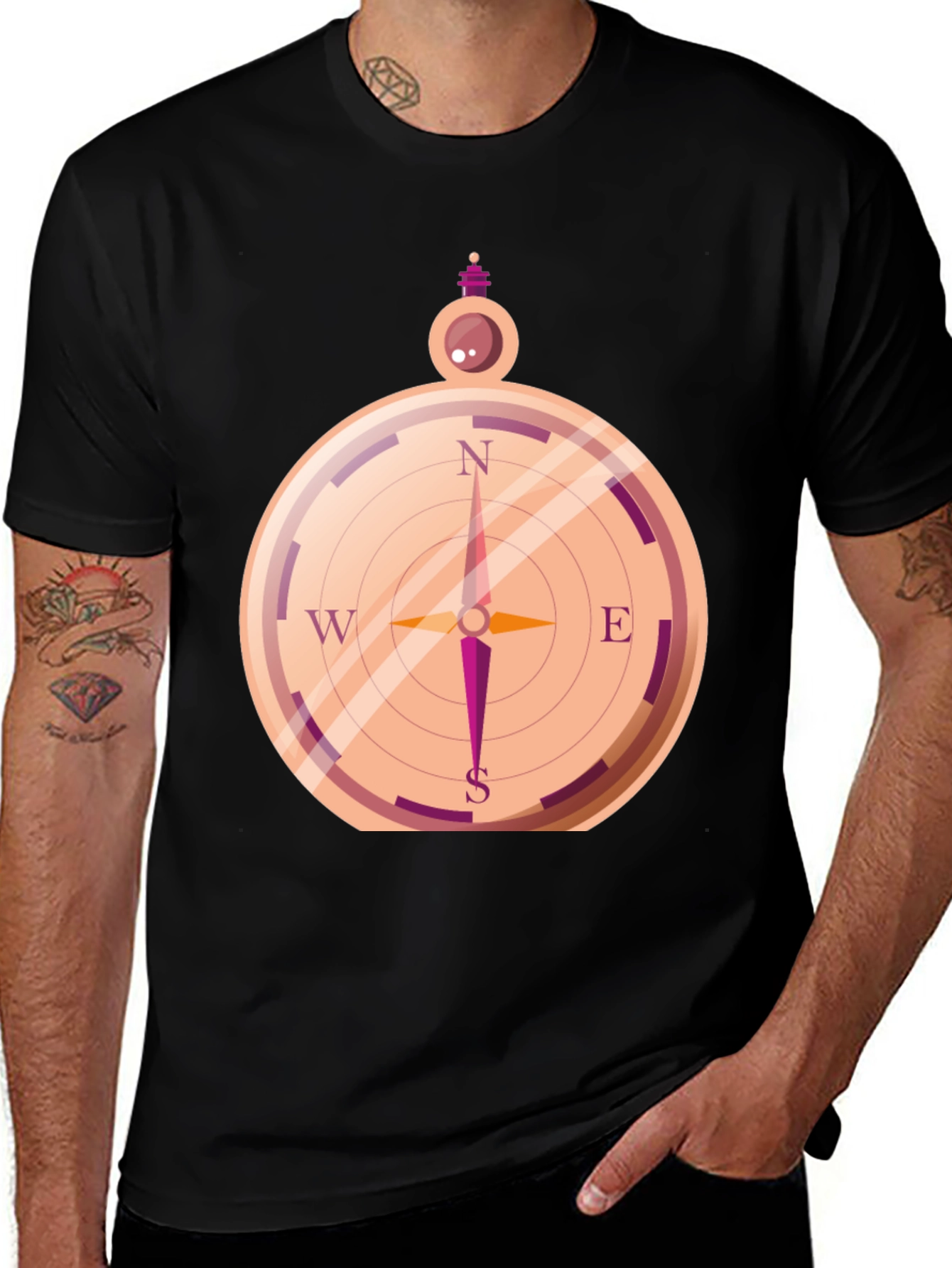 Compass Graphic Tee - Black Unisex T-Shirt
