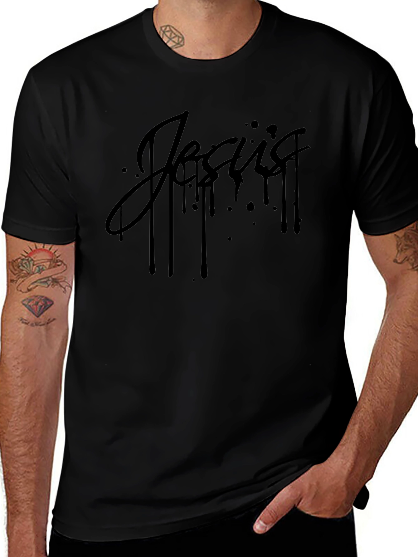 Jesus Drip Graphic T-Shirt - Mens Black Tee