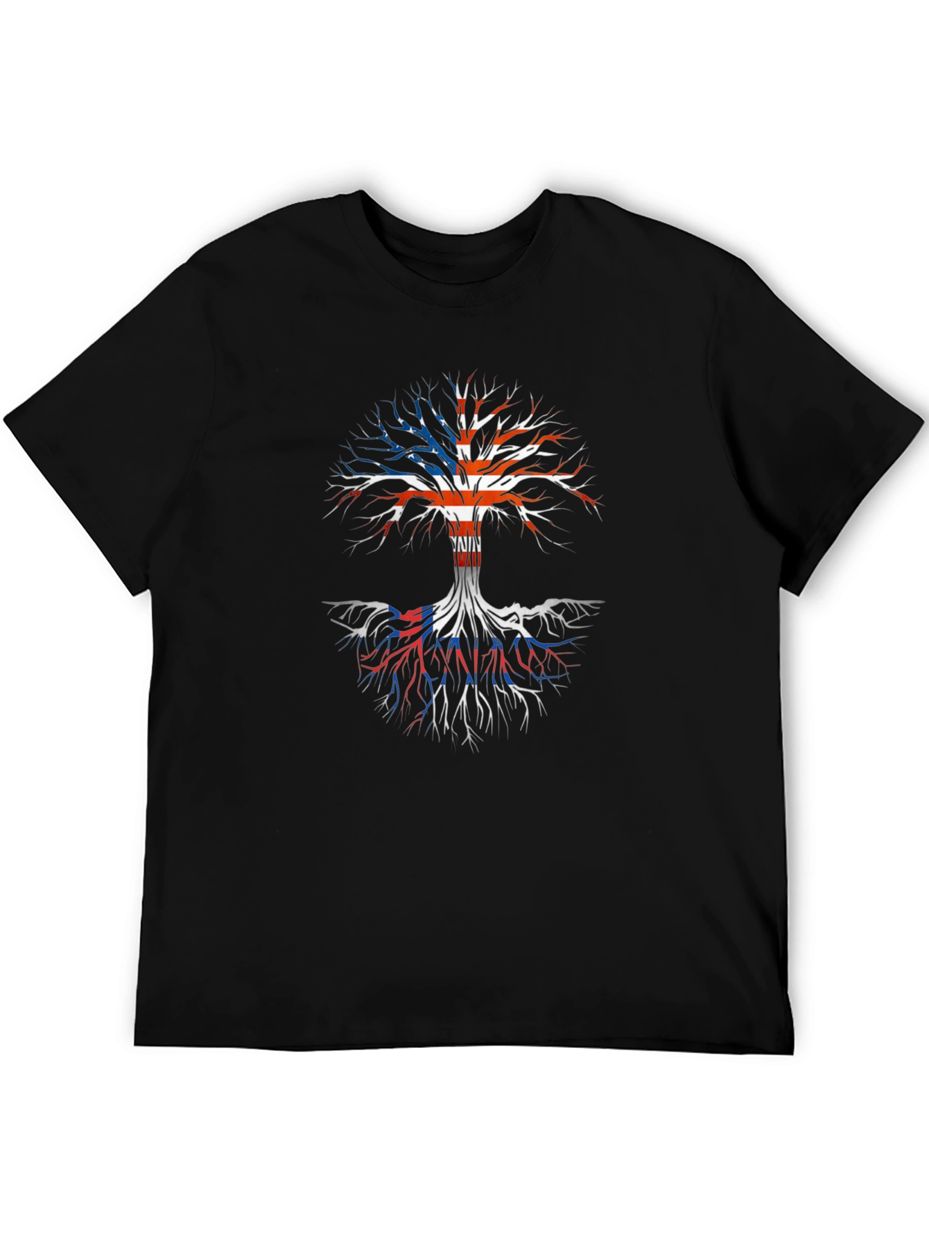 USA Flag Tree Roots Graphic Print T-Shirt