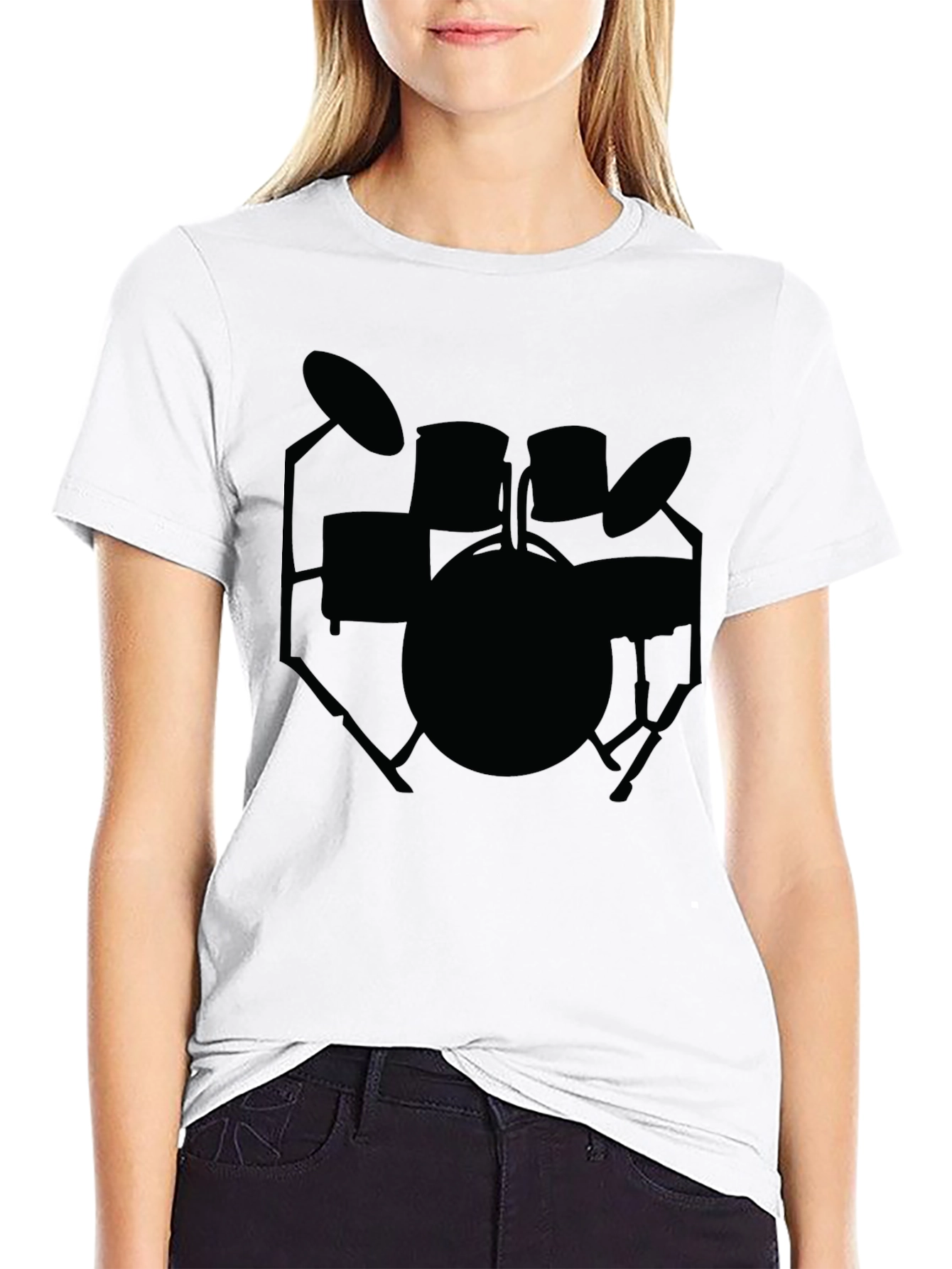 Drum Kit Graphic Tee - Musicians Black Cotton T-Shirt