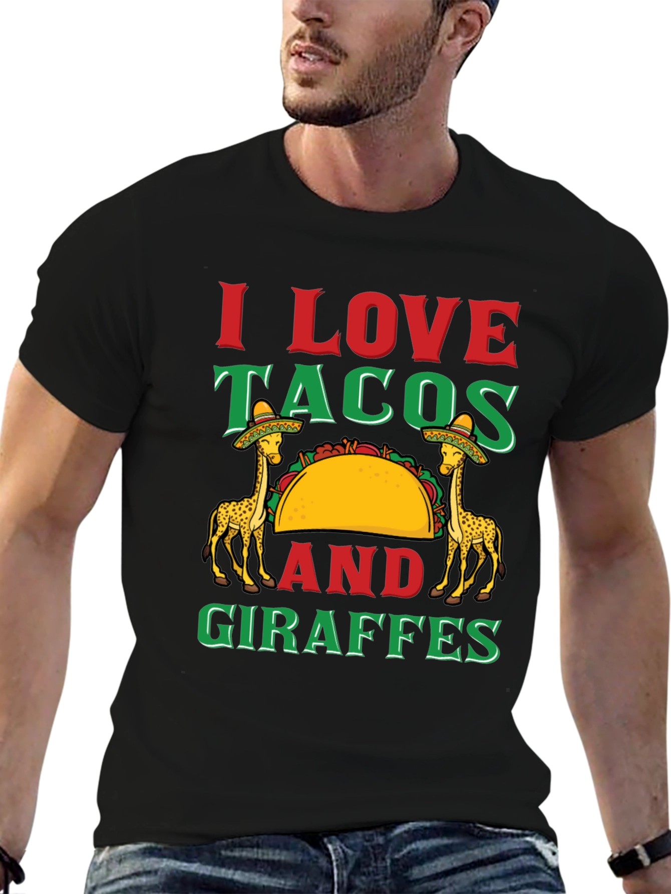 I Love Tacos and Giraffes Graphic T-Shirt
